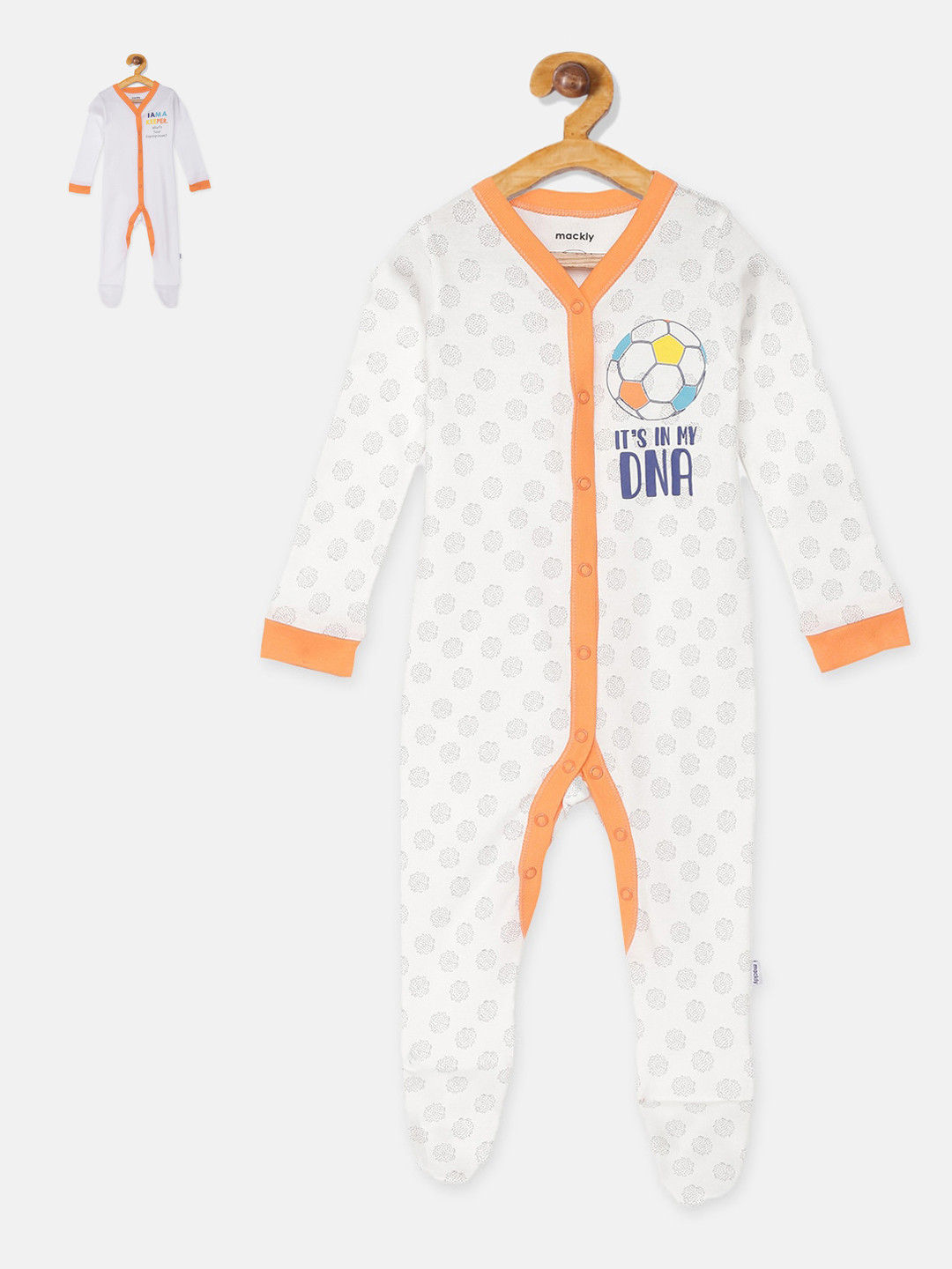 mackly Infant Boys Pack Of 2 Printed 100% Cotton Sleepsuits