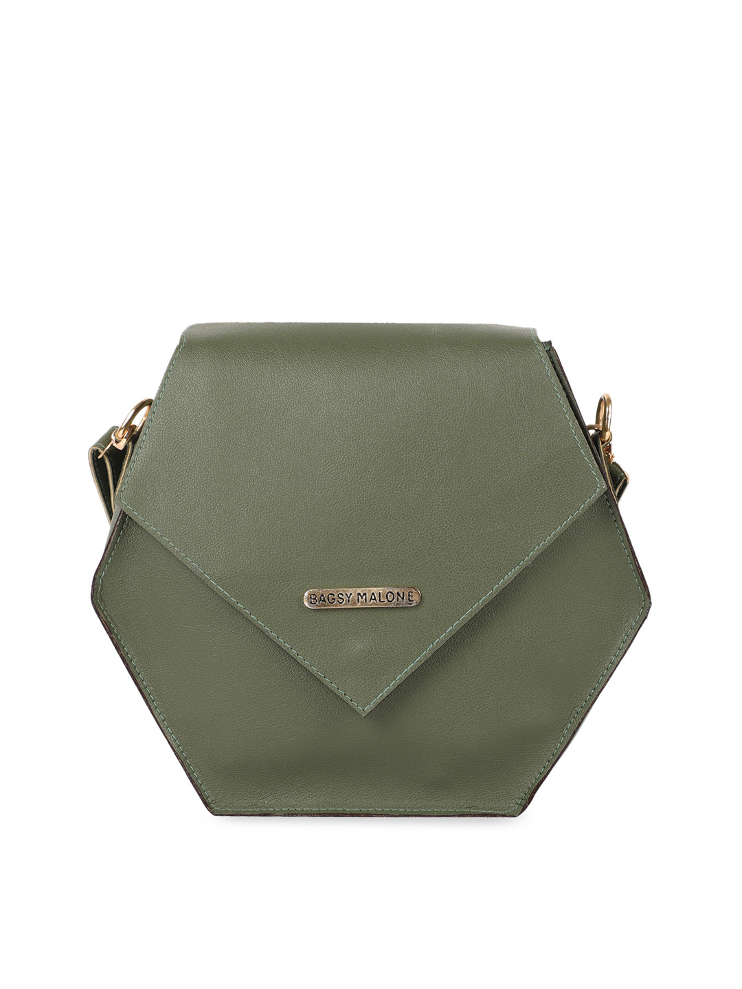 Bagsy Malone Green Solid Hexagon Sling Bag