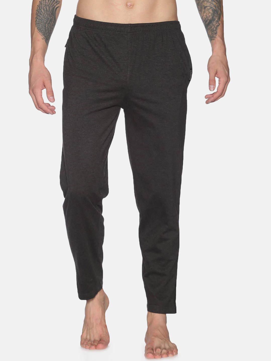 Dollar Men Charcoal Grey Solid Cotton Track Pants