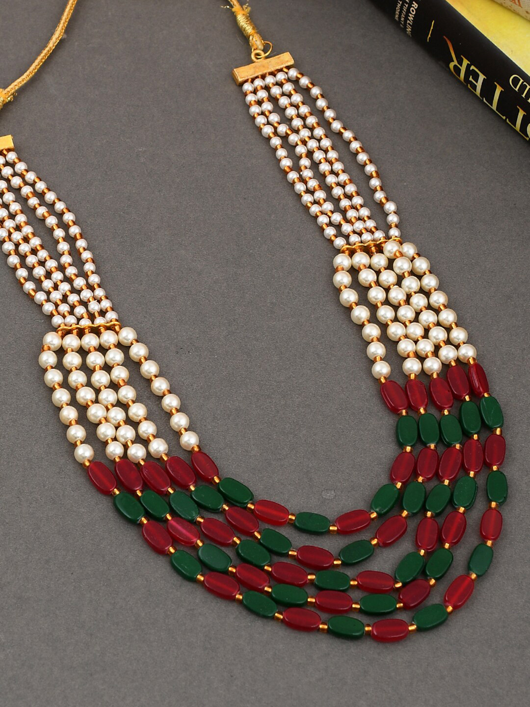 Silvermerc Designs Men Gold-Toned & White Brass Gold-Plated Layered Necklace