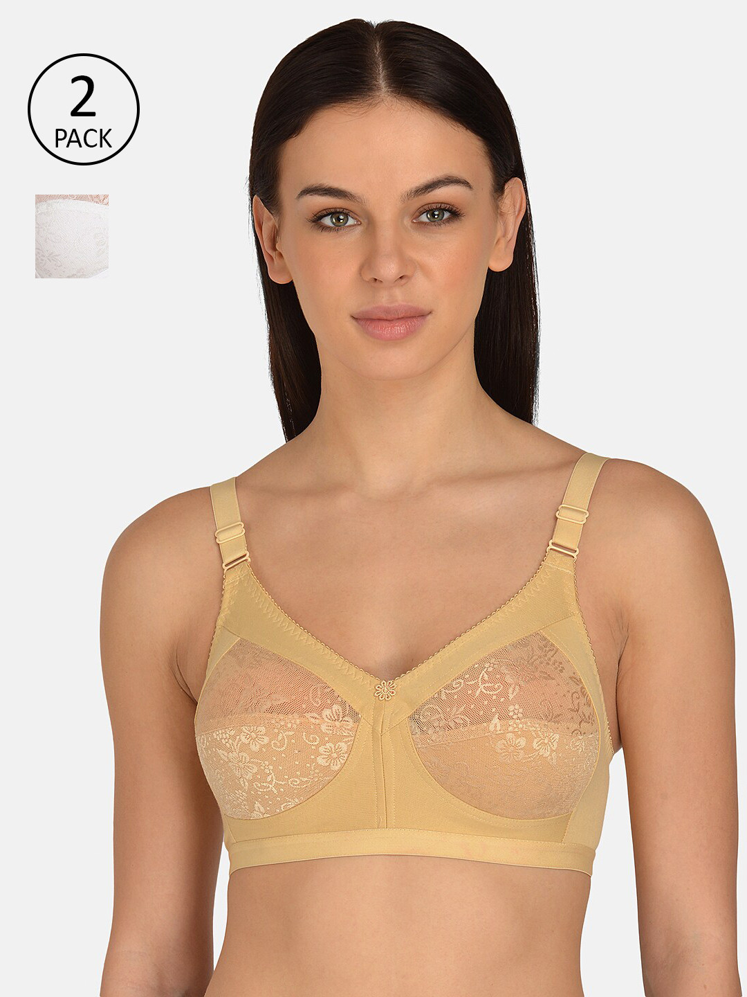 mod & shy Pack of 2 Assorted Self Design Non-Wired Non Padded Minimizer Bra MS253254
