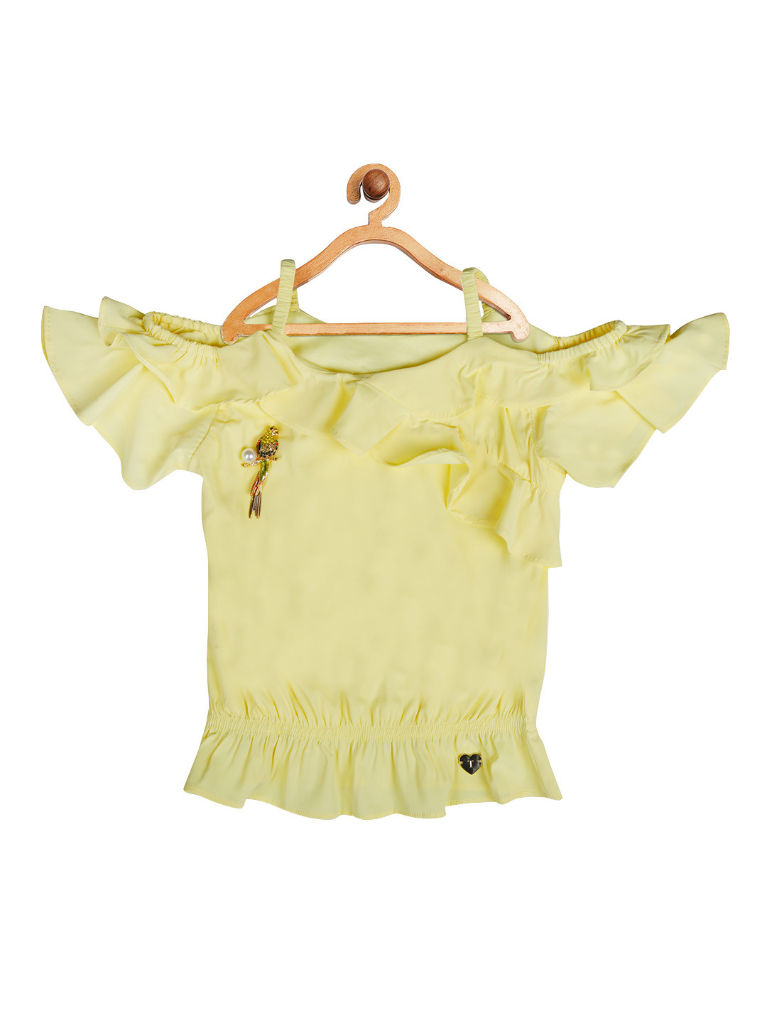 Tiny Girl Yellow Regular Cold Shoulder Regular Top