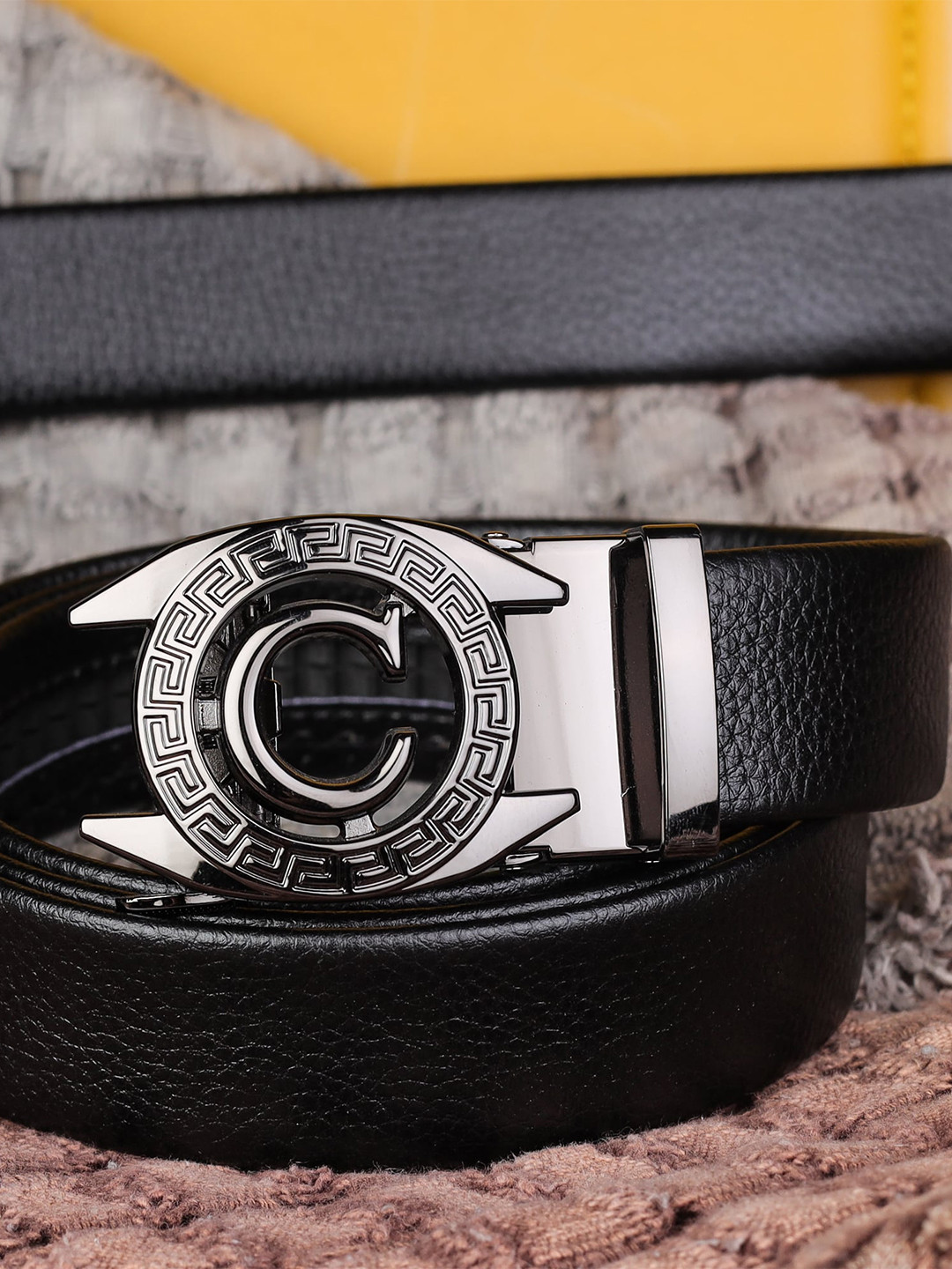 Kastner Men Black & Steel Textured Belt