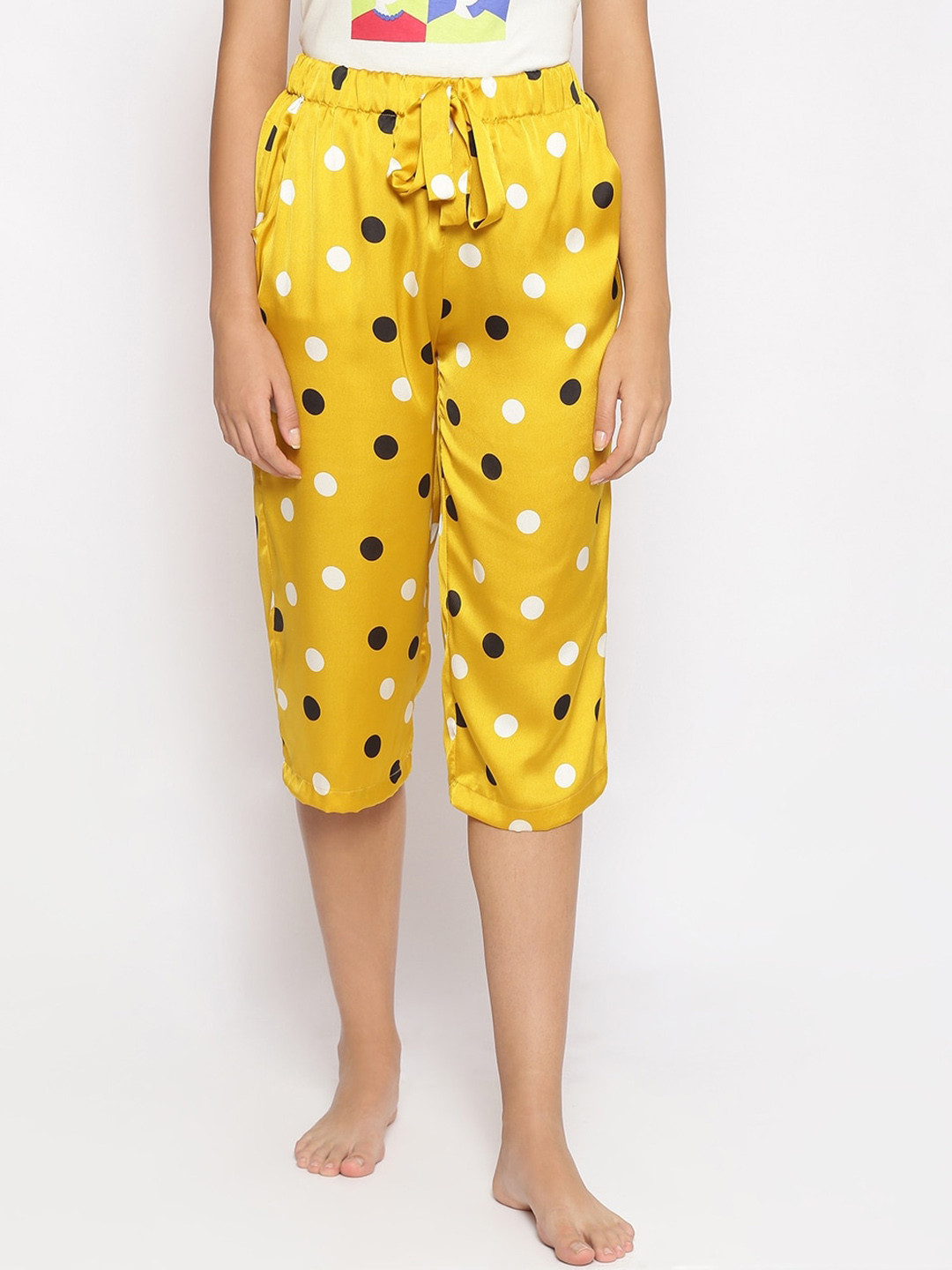 Oxolloxo Women Yellow Printed Lounge Capris