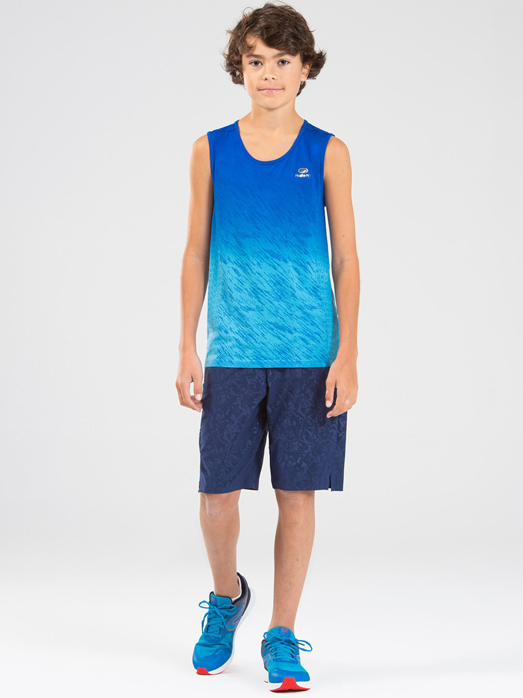 Decathlon Boys Navy Blue Printed Regular Fit Running Sports Shorts