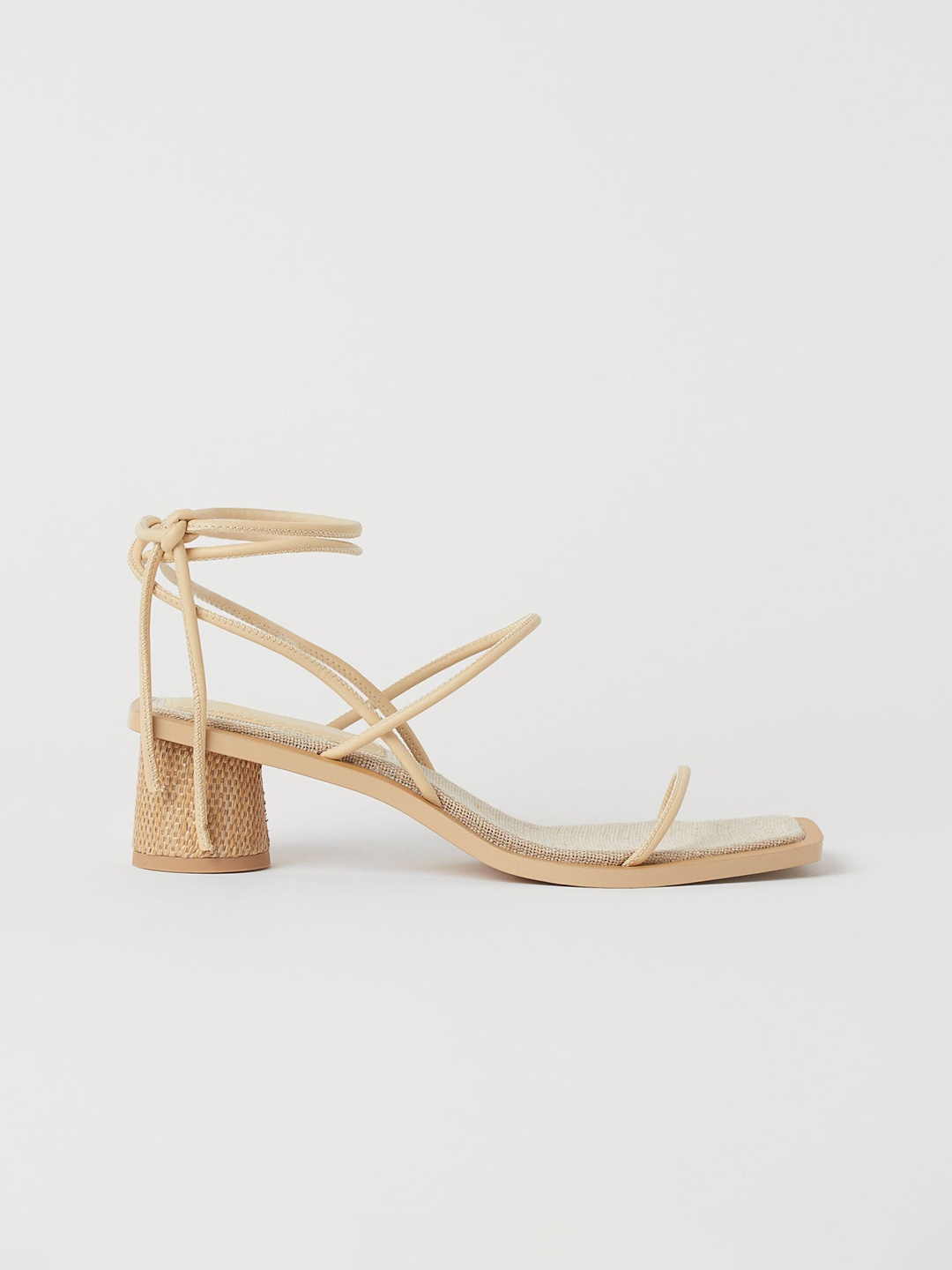 H M Beige Woven Design Tie Strap Sandals