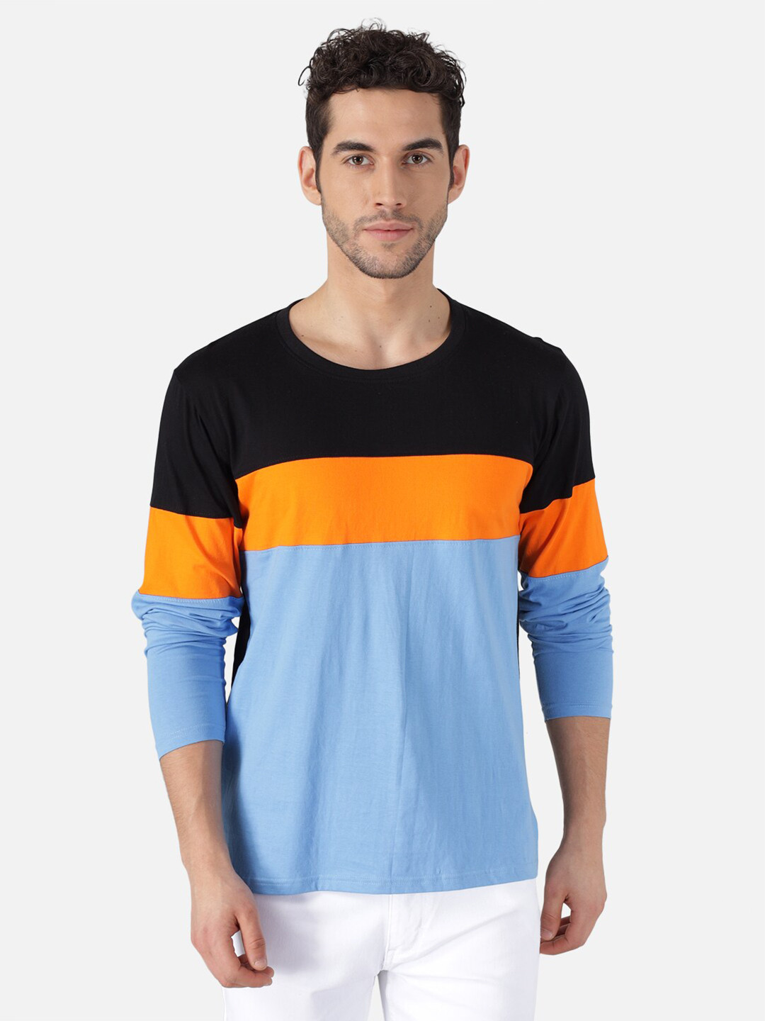 The Dry State Men Multi Colourblocked Round Neck T-shirt