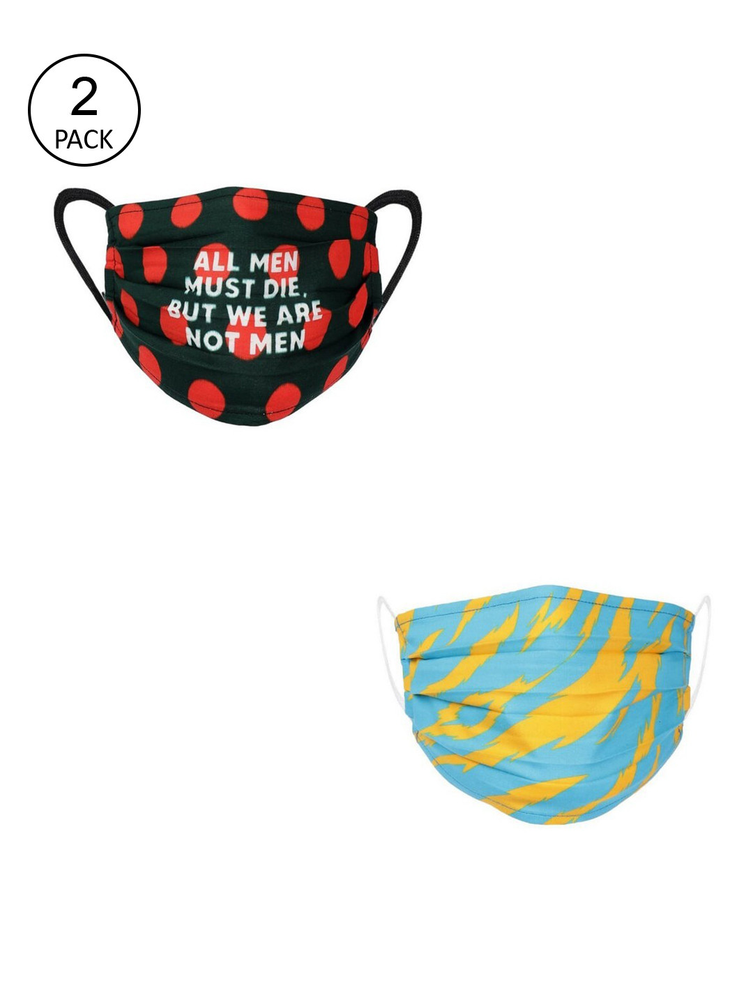 LIVE IT SAFE Unisex Pack Of 2 Printed 4-Ply Reusable Nano-Technology Cotton Cloth Masks