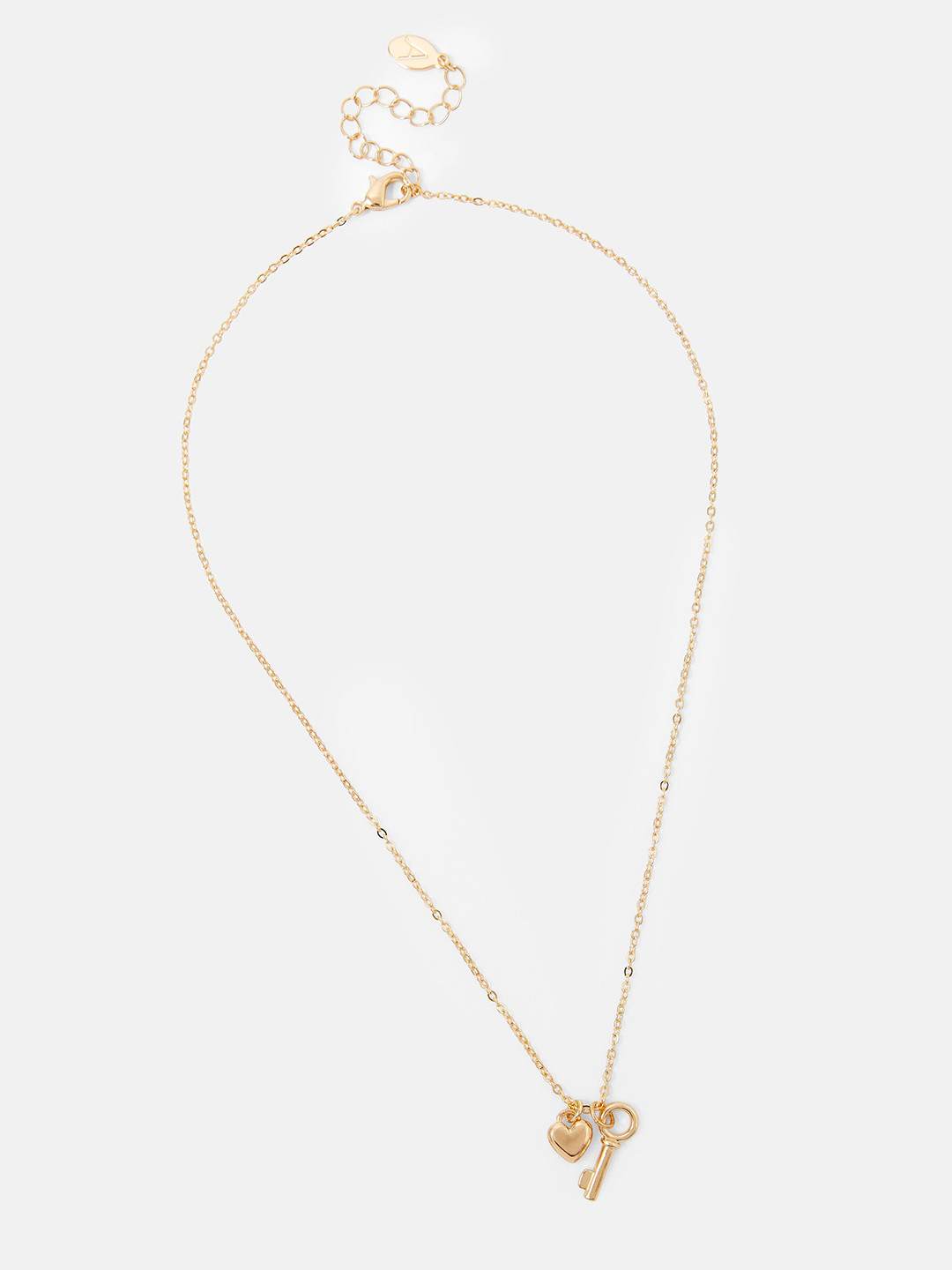 Accessorize London Women Gold Heart & Key Pendant Necklace