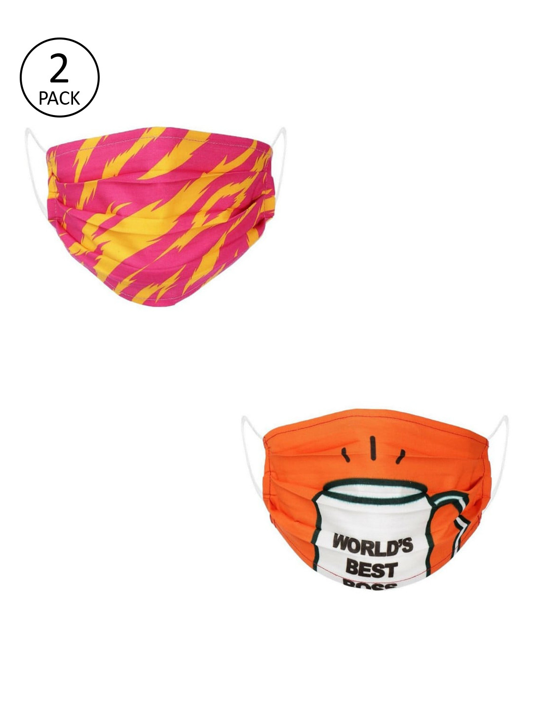 LIVE IT SAFE Unisex Pack Of 2 Printed 4-Ply Cotton Reusable Anti-Pollution Cloth Face Masks With Nano Technology