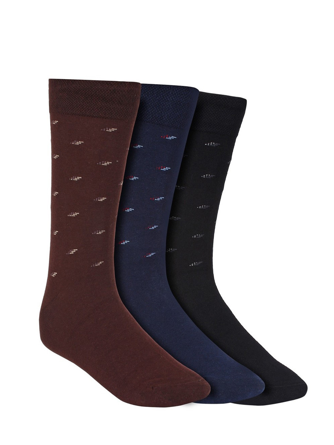 Creature Men Pack Of 3 Assorted Combed Cotton Calf-Length Socks