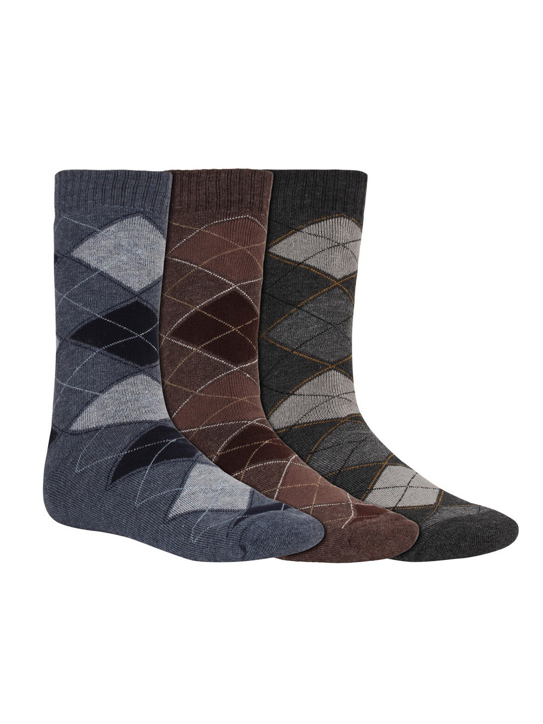 Creature Men Pack Of 3 Assorted Pure Combed Cotton Calf-Length Socks