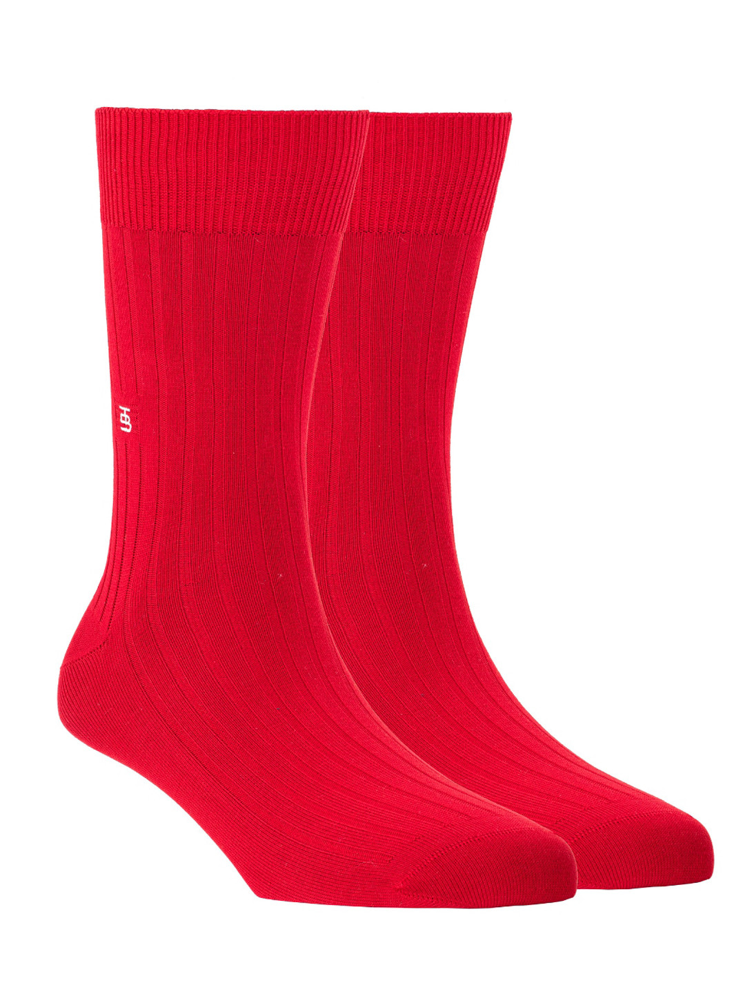 SockSoho Men Red Solid Anti-Bacterial Calf-Length Socks