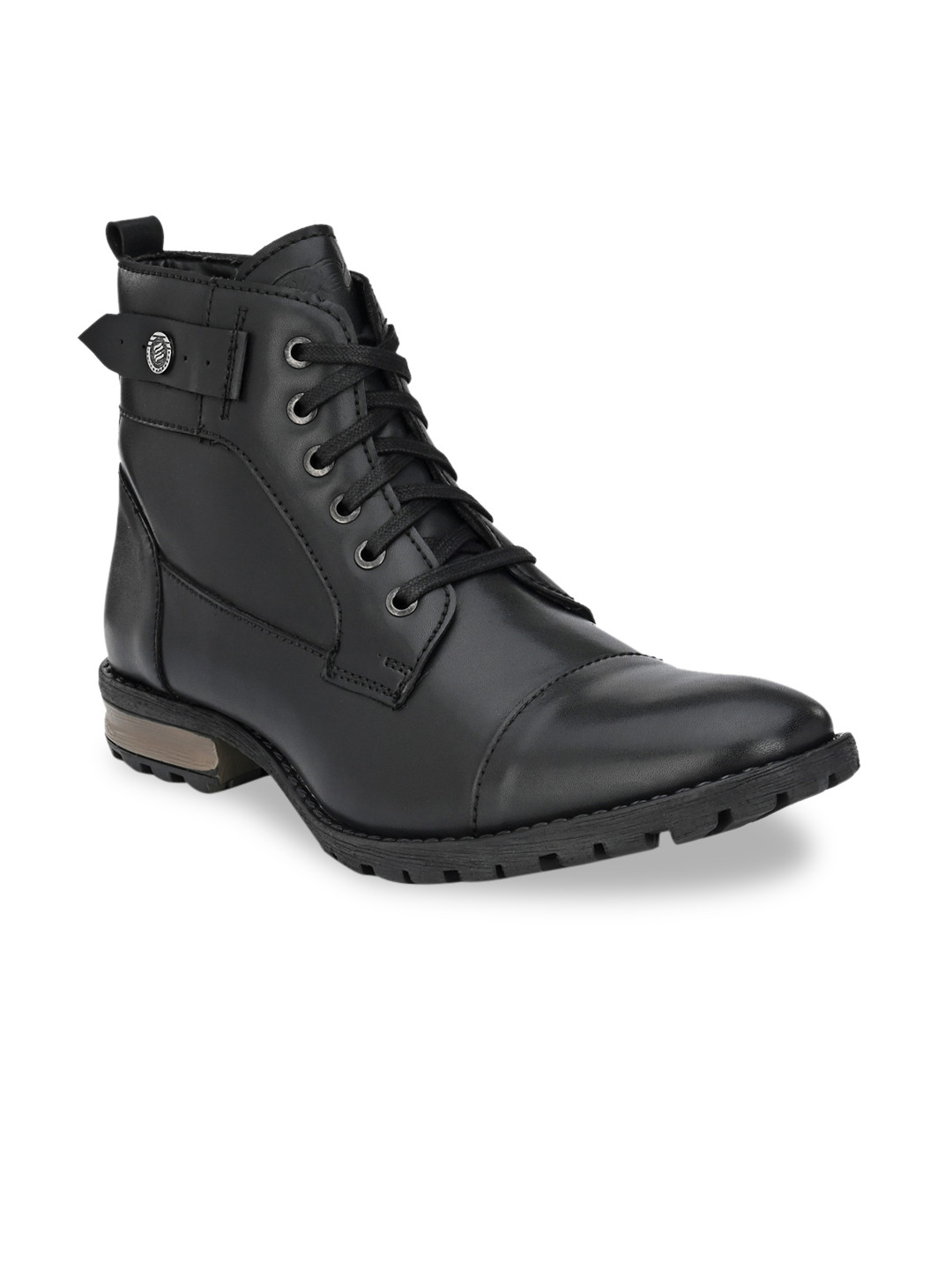 Delize Men Black Solid Hip-Top Flat Boots