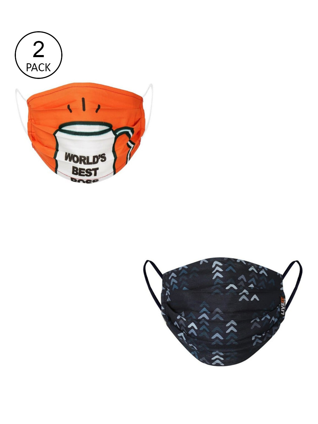 LIVE IT SAFE Unisex Pack Of 2 Printed 4-Ply Reusable Nano-Technology Cotton Cloth Masks