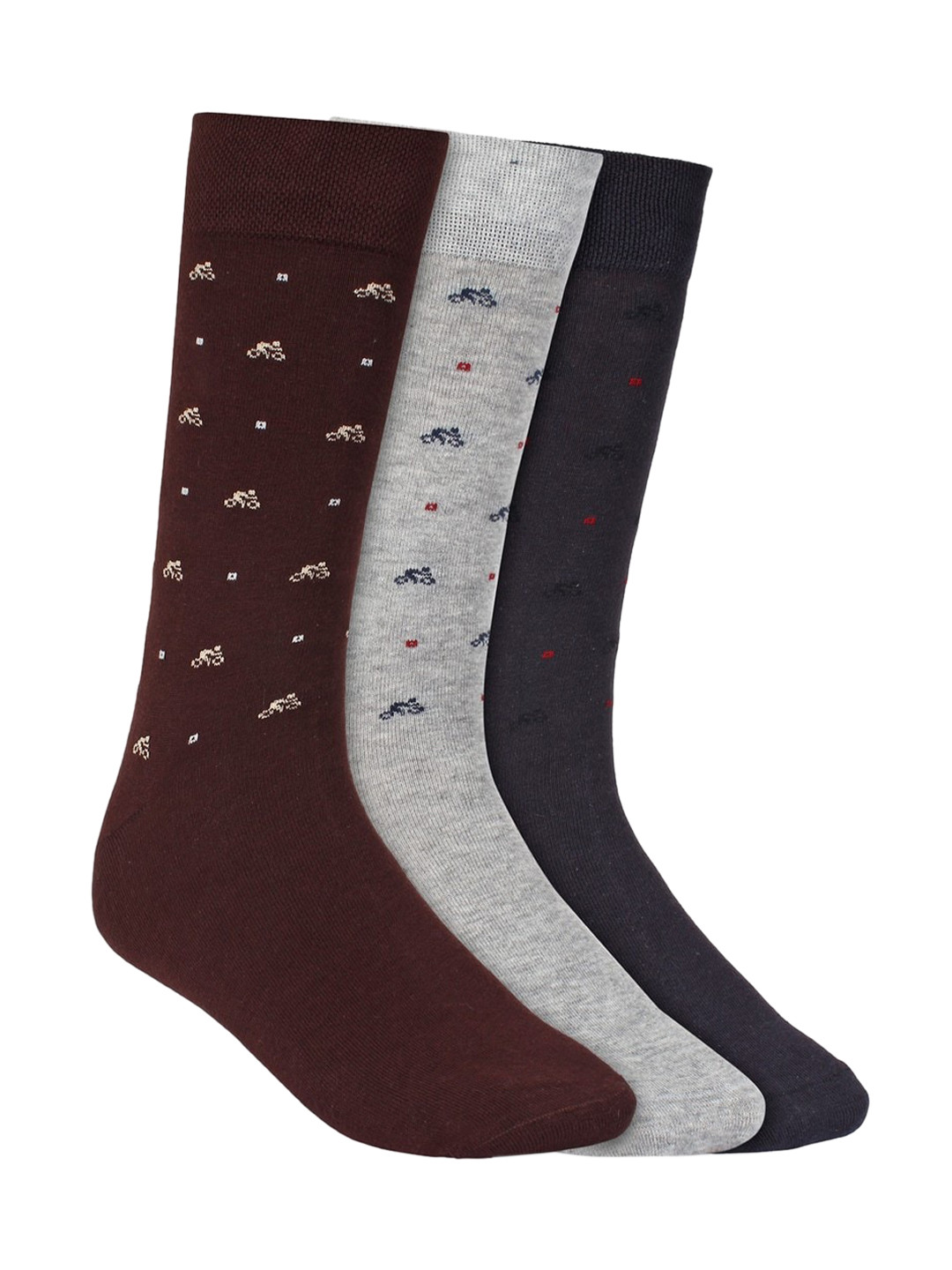 Creature Men Pack Of 3 Pure Combed Cotton Calf-Length Socks