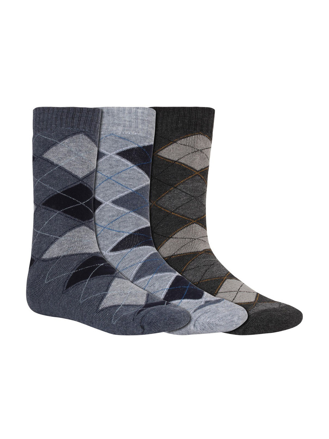 Creature Men Pack Of 3 Assorted Combed Cotton Calf-Length Socks