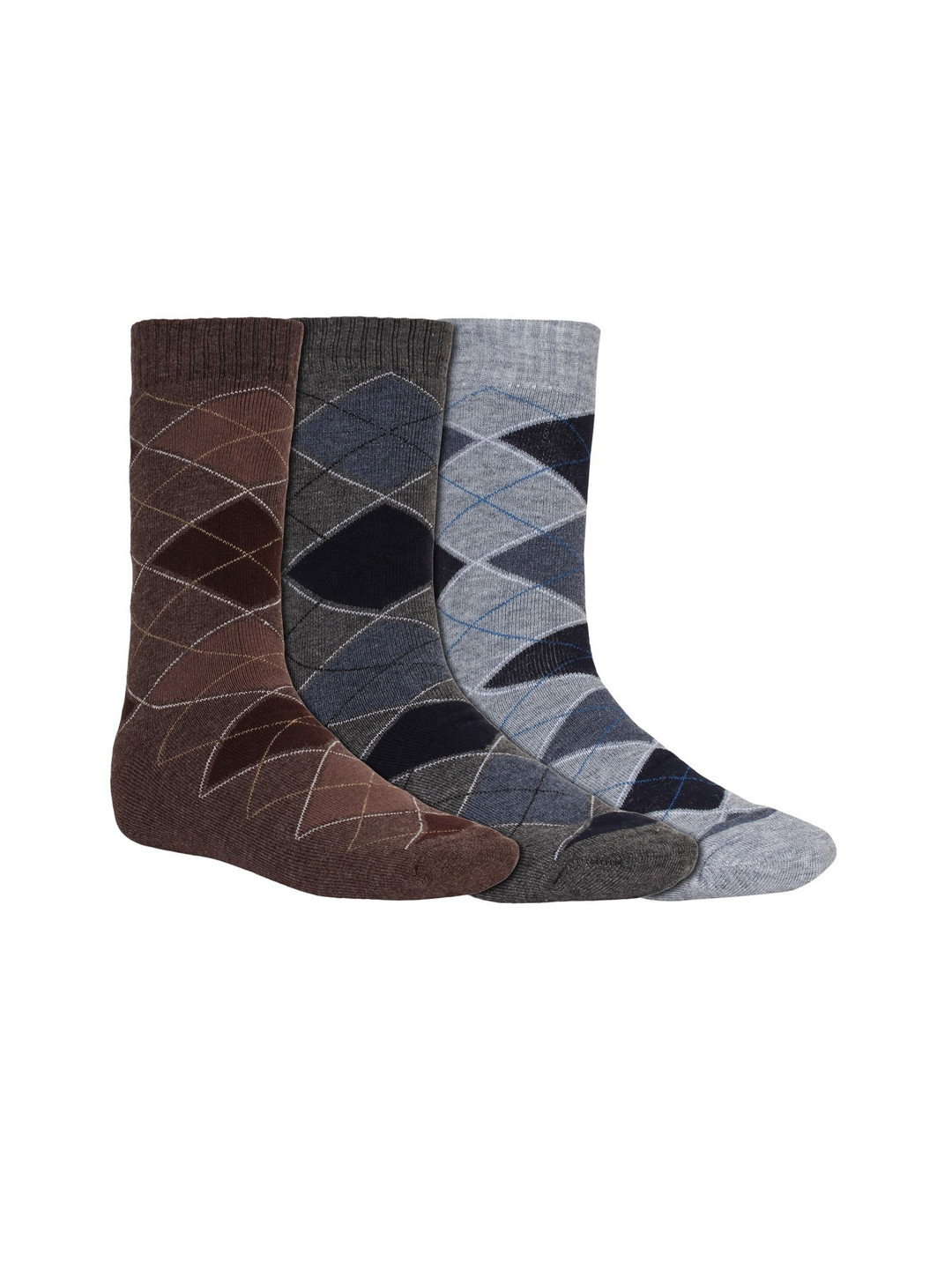 Creature Men Pack Of 3 Assorted Pure Combed Cotton Calf-Length Socks