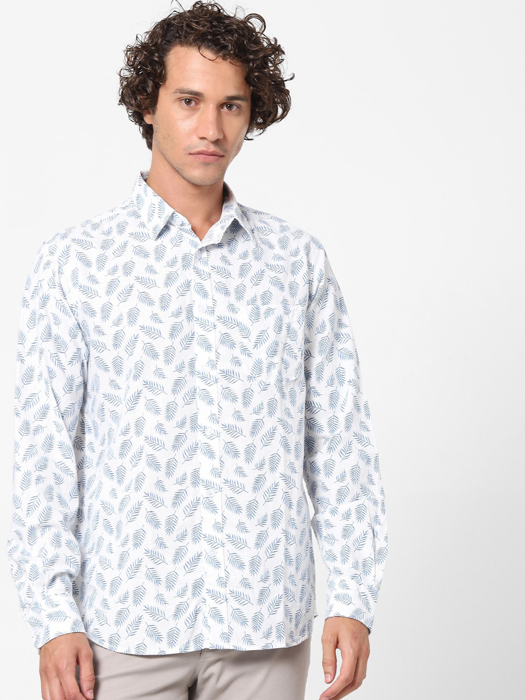 Celio Men White Printed Casual Shirt