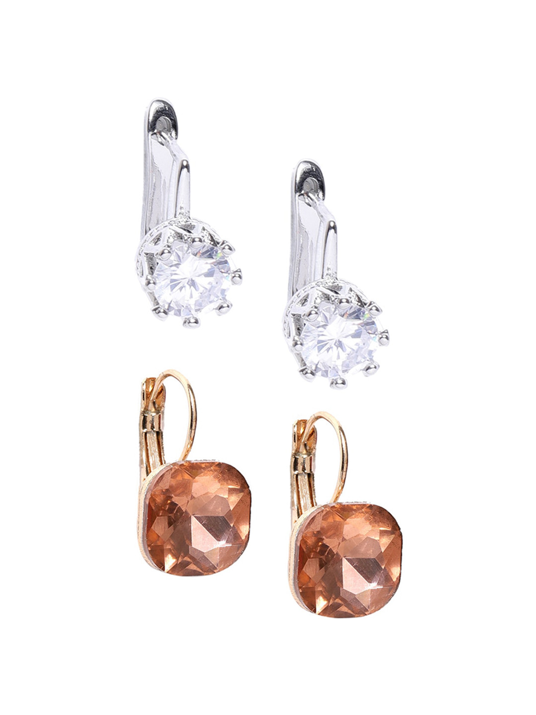 OOMPH Silver Contemporary Studs Earrings