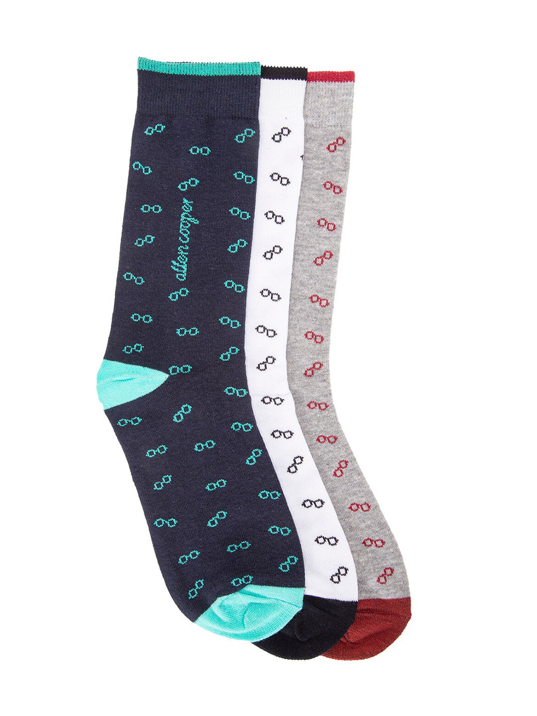 Allen Cooper Men Pack Of 3 Assorted Above Ankle-Length Cotton Socks