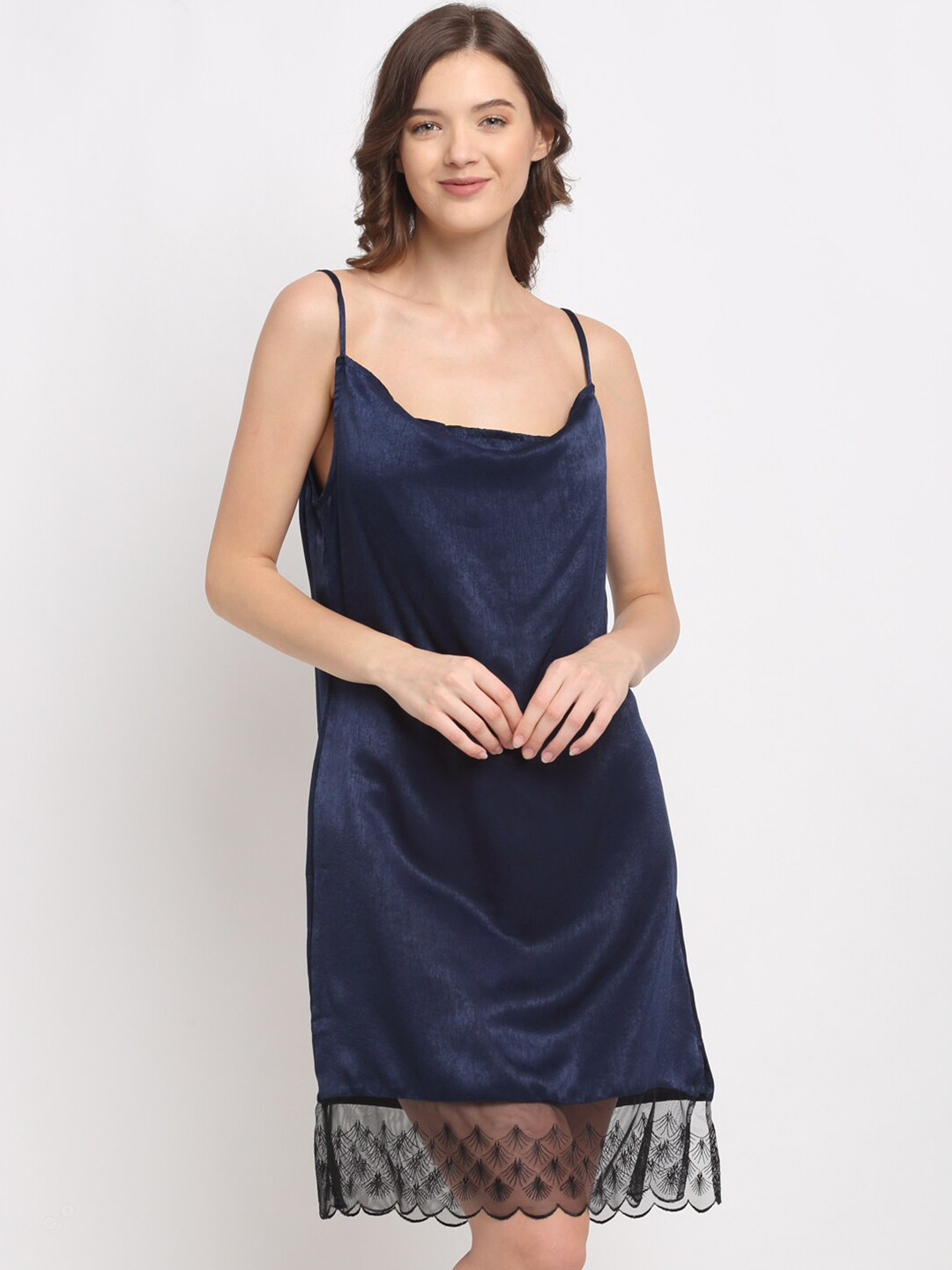 Aoba Navy Blue Satin Baby Doll