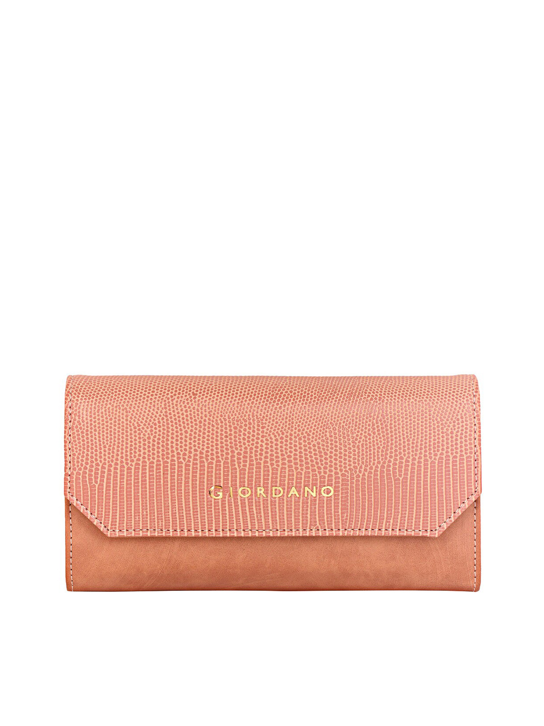 GIORDANO Women Coral Pink Textured PU Envelope Clutch