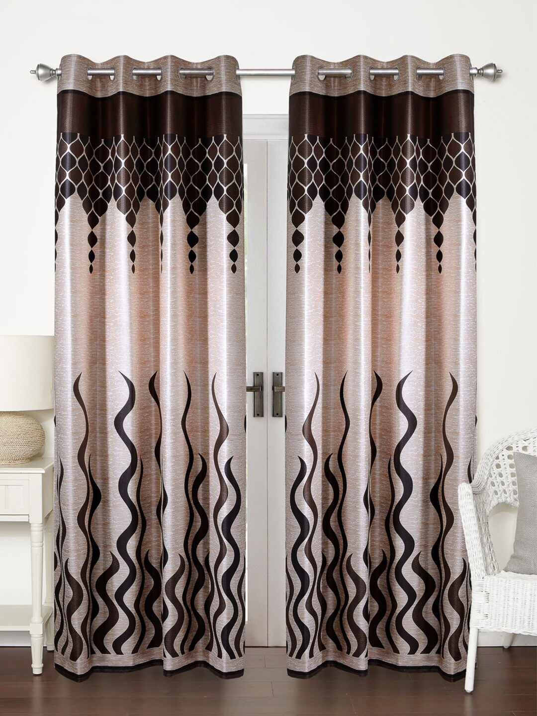 Home Sizzler Unisex Brown Abstract Door Curtains