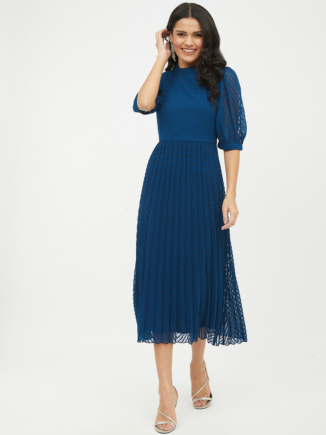 Harpa Blue Georgette Midi Dress