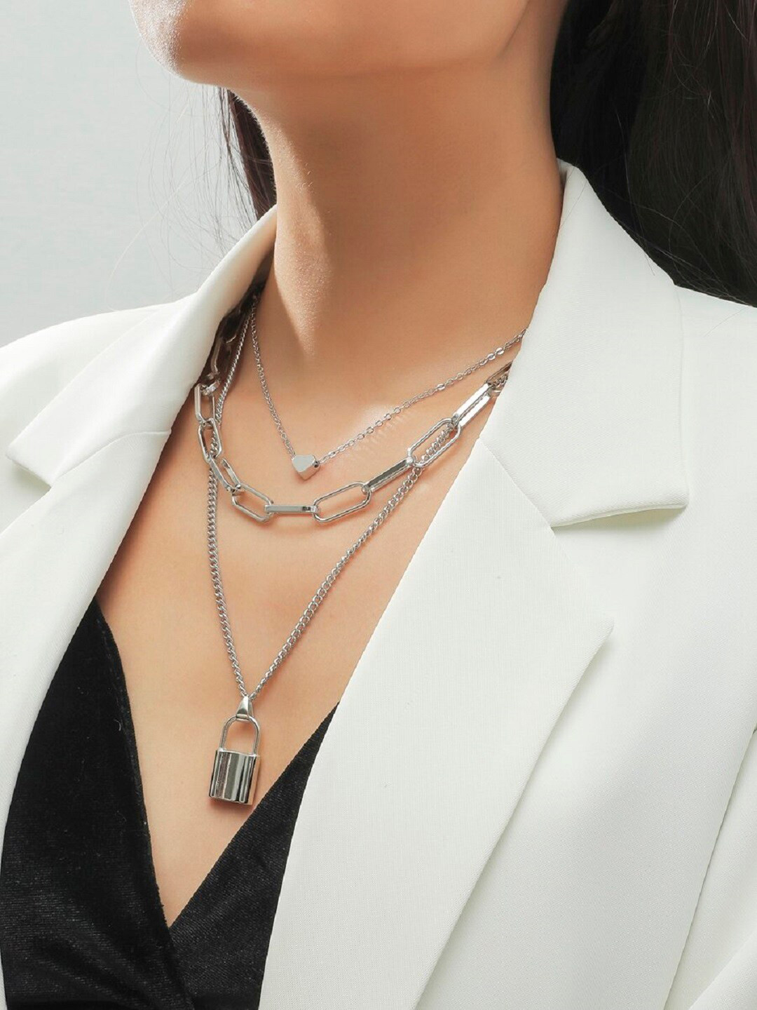 OOMPH Silver Layered Necklace
