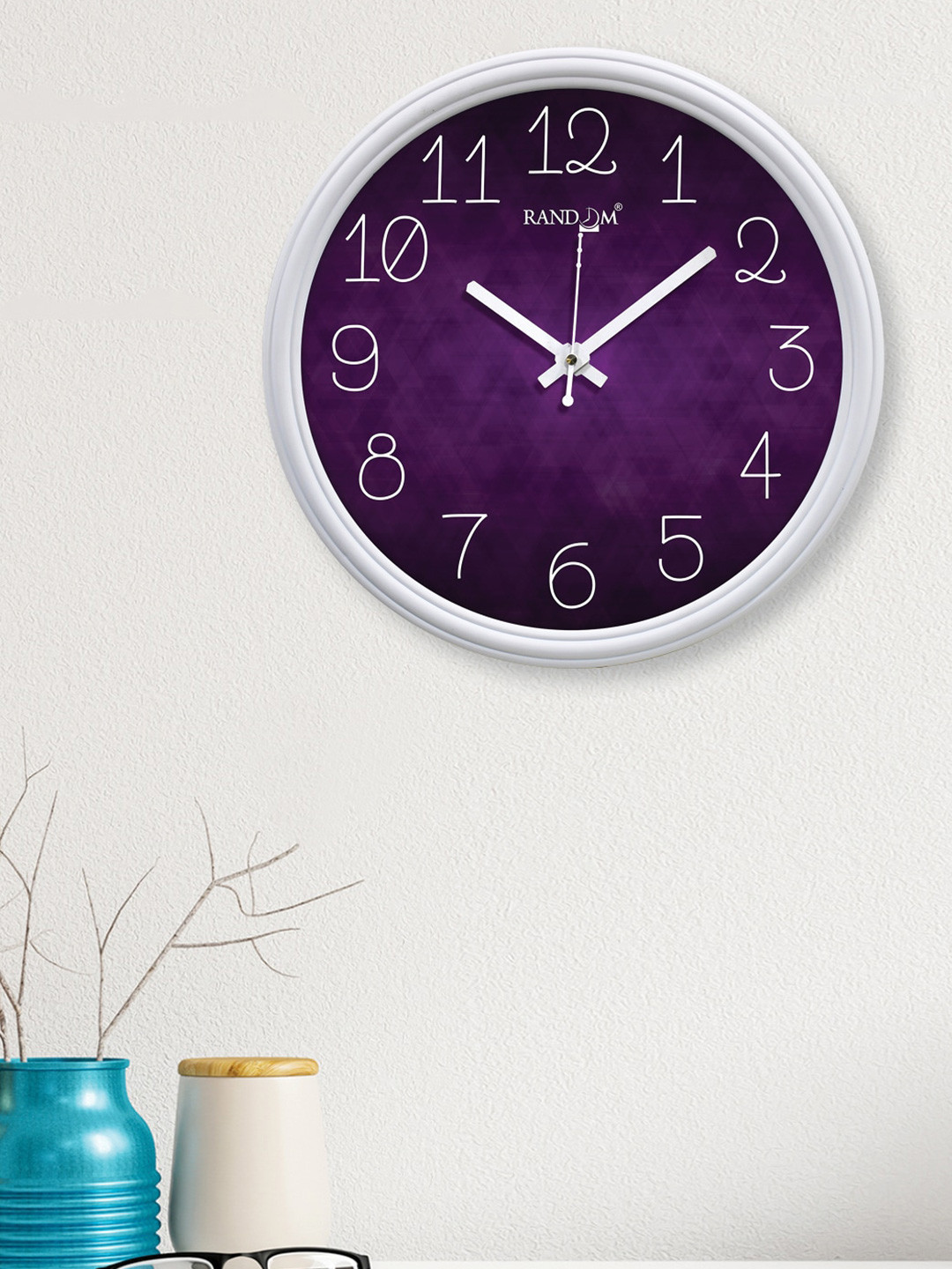 RANDOM Purple & White Printed 30 cm Contemporary Wall Clock