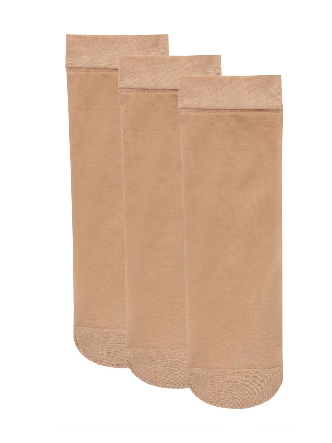 N2S NEXT2SKIN Women Pack of 3 Beige Ankle Length Opaque Socks
