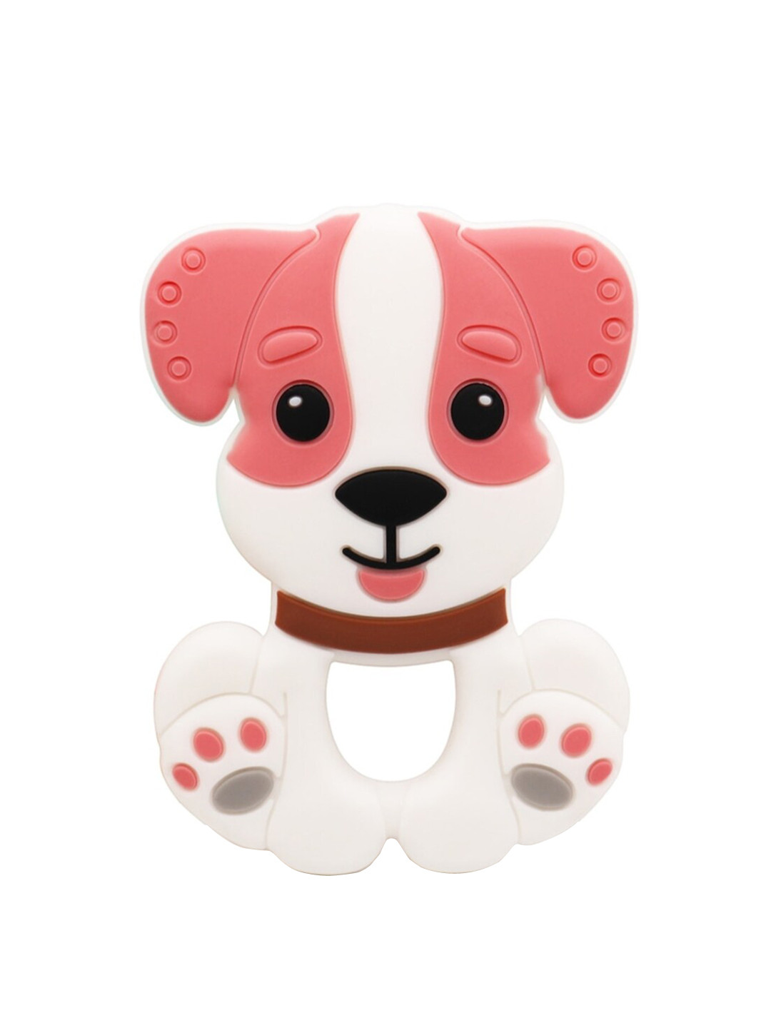 GUCHIGU White & Pink Dog Shape BPA Free Chew Teether Toy