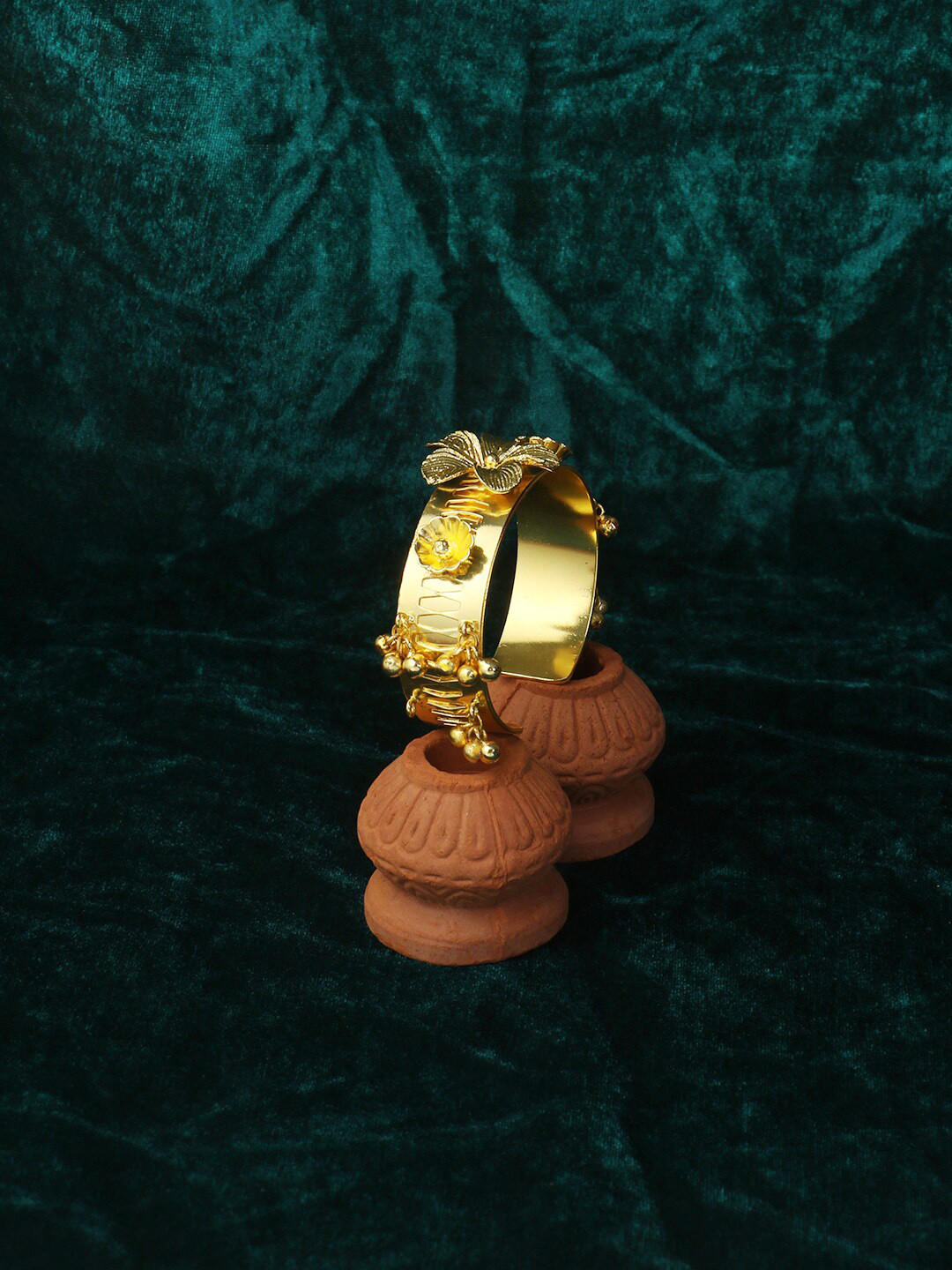 Adwitiya Collection Women 24KT Gold Plated Pearls Handcrafted Gold-Plated Cuff Bracelet