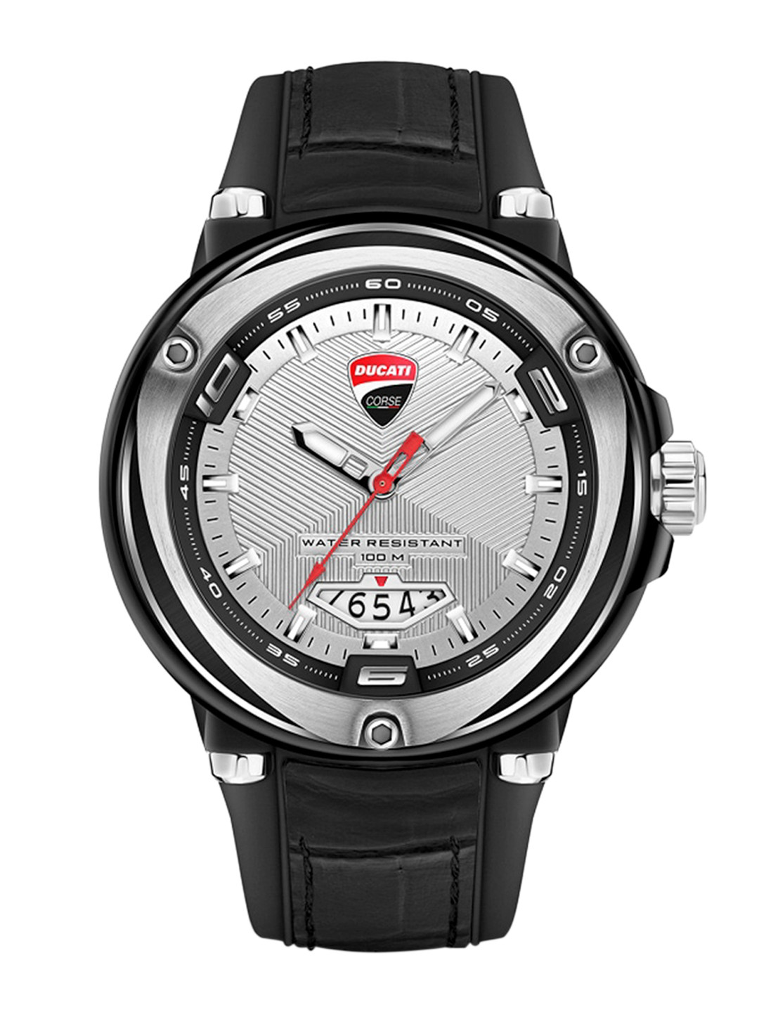 DUCATI CORSE Men Silver-Toned Dial & Black Straps Analogue Watch