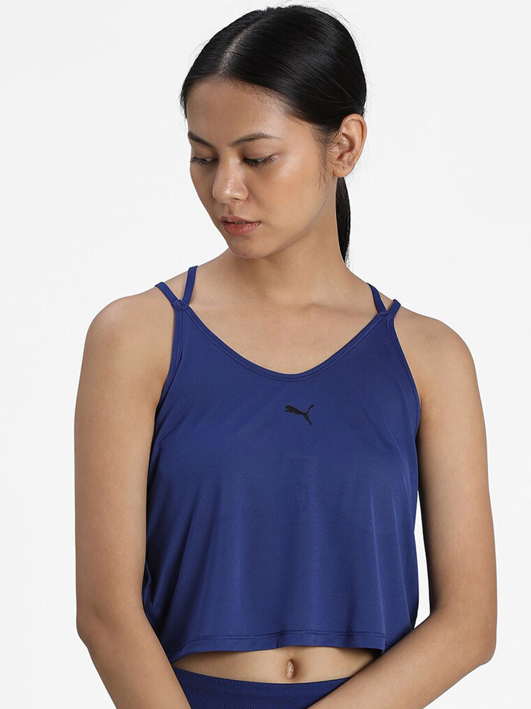 Puma Blue Solid Studio Graphene Strappy Training Tank Top