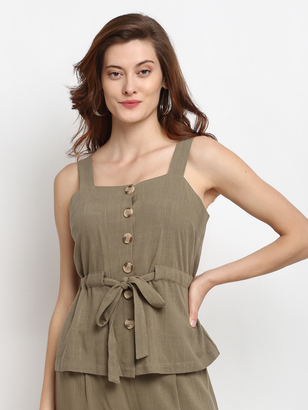 Gipsy Olive Linen Cinched Waist Top