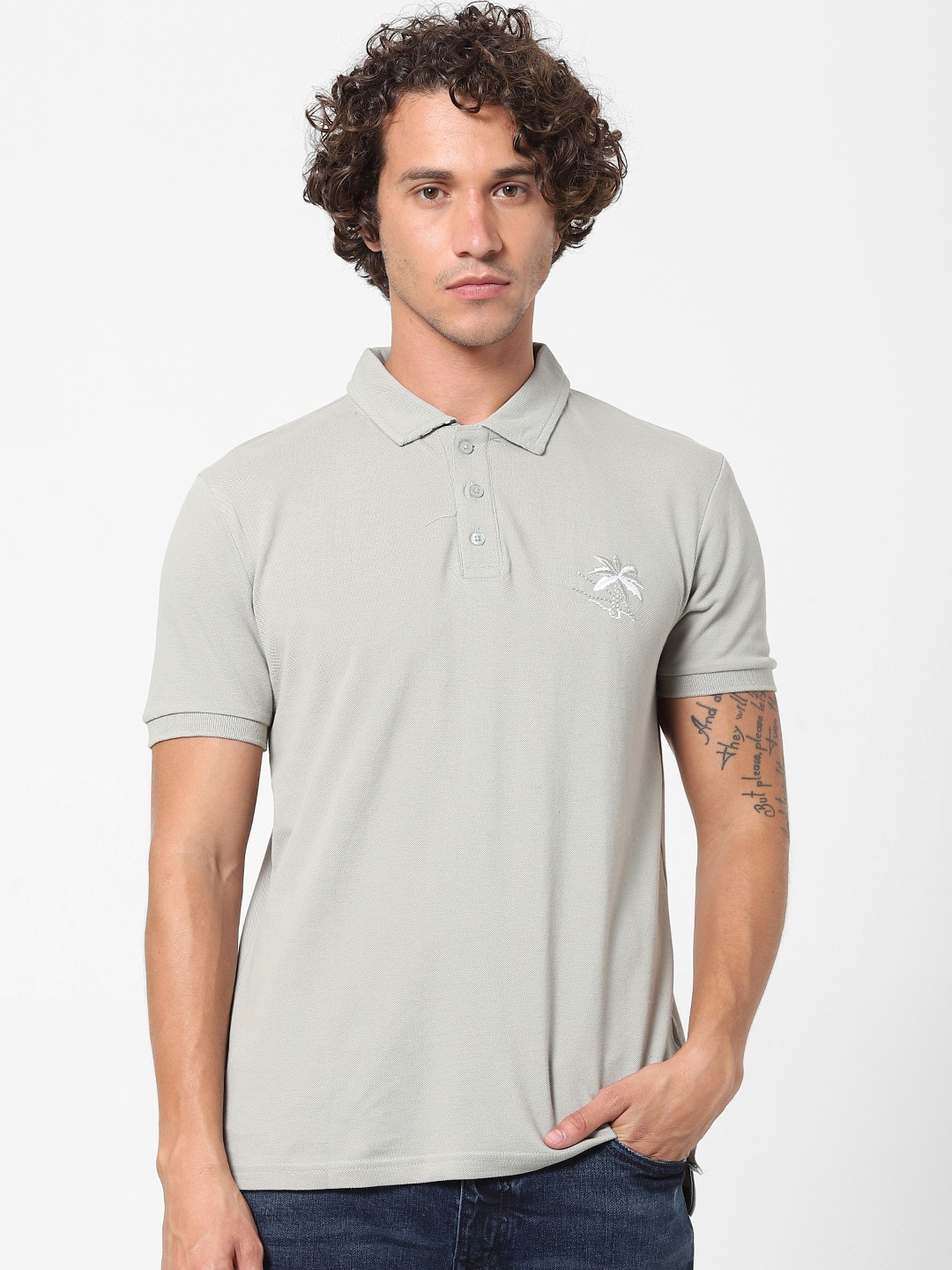 Celio Men Grey   Polo Collar T-shirt