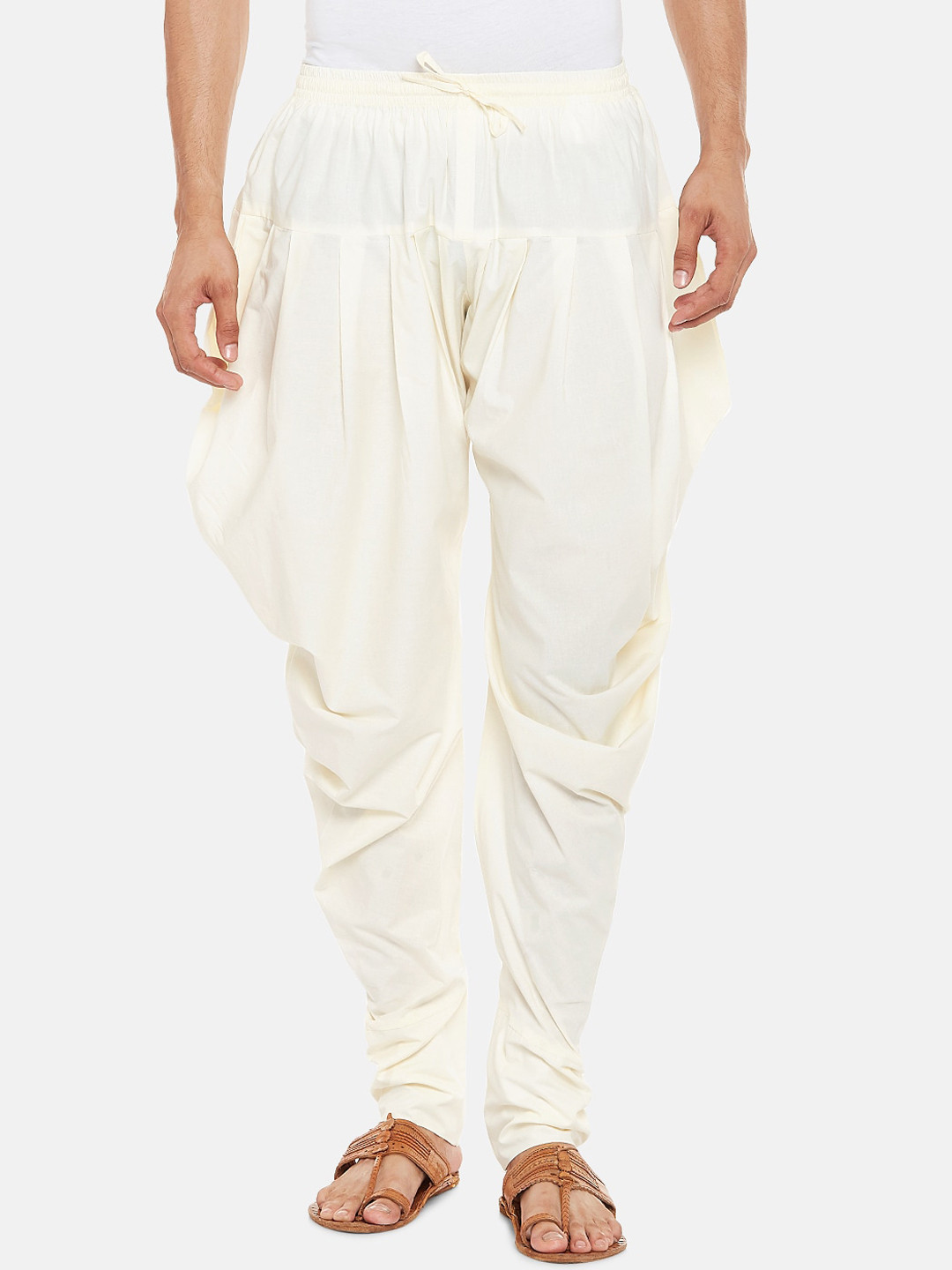 indus route by Pantaloons Men Off White Pure Cotton Churidar