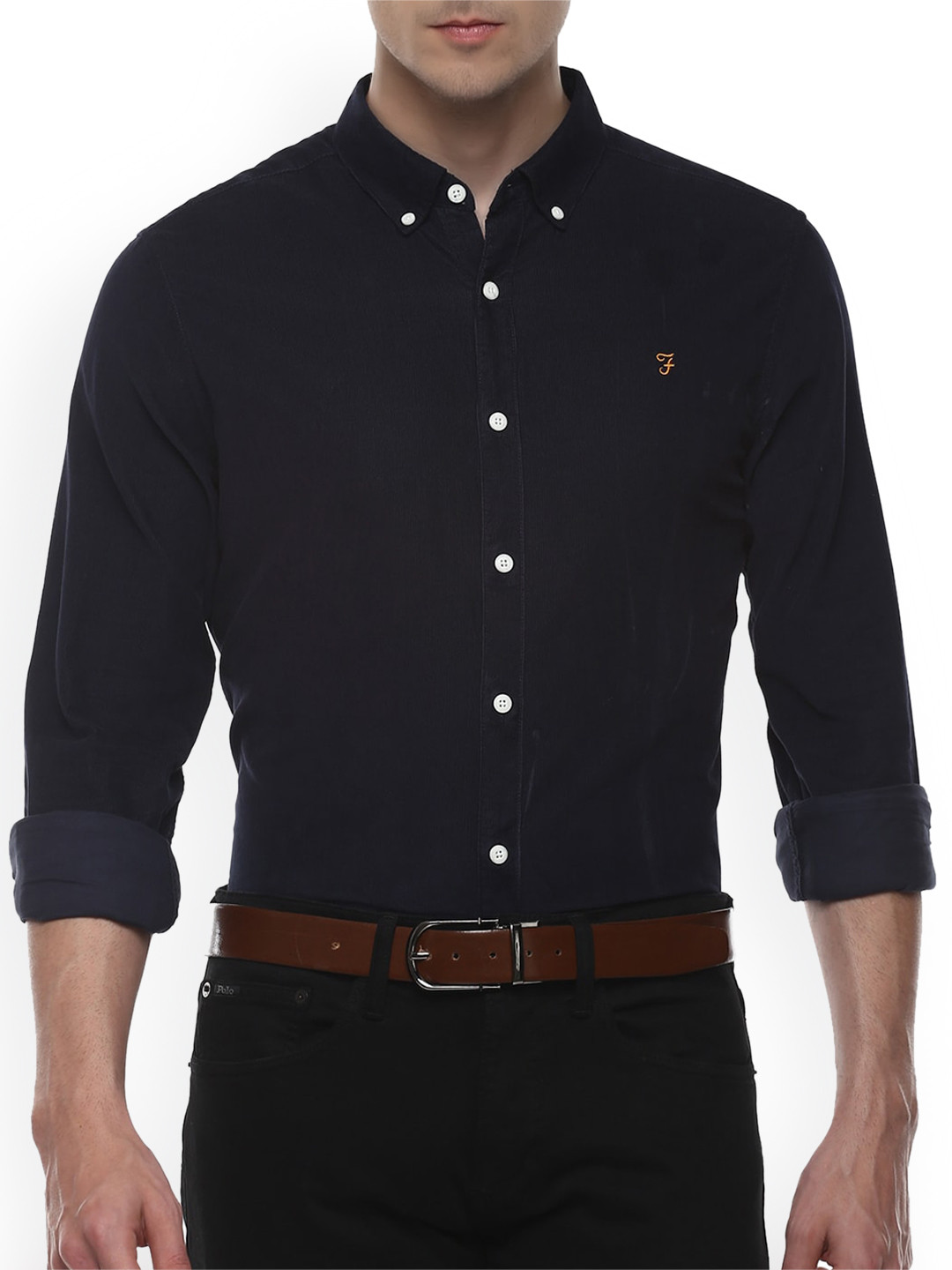 Farah Men Navy Blue Casual Shirt
