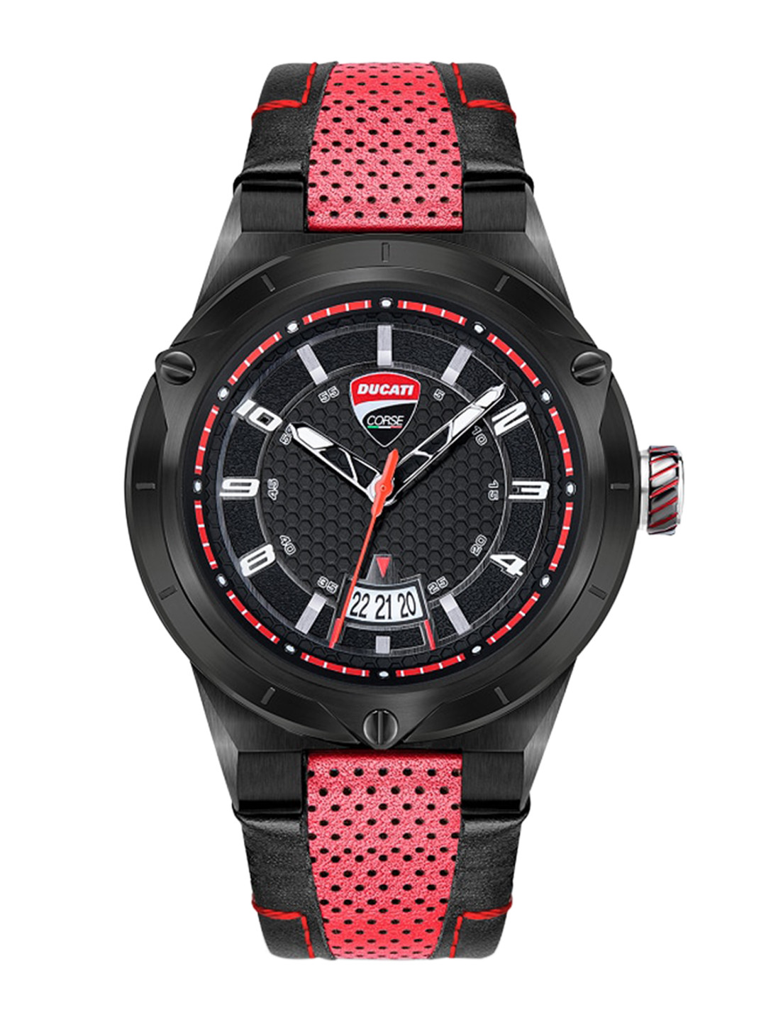 DUCATI CORSE Men Black Dial & Multicoloured Leather Straps Analogue Watch DTWGB2019701