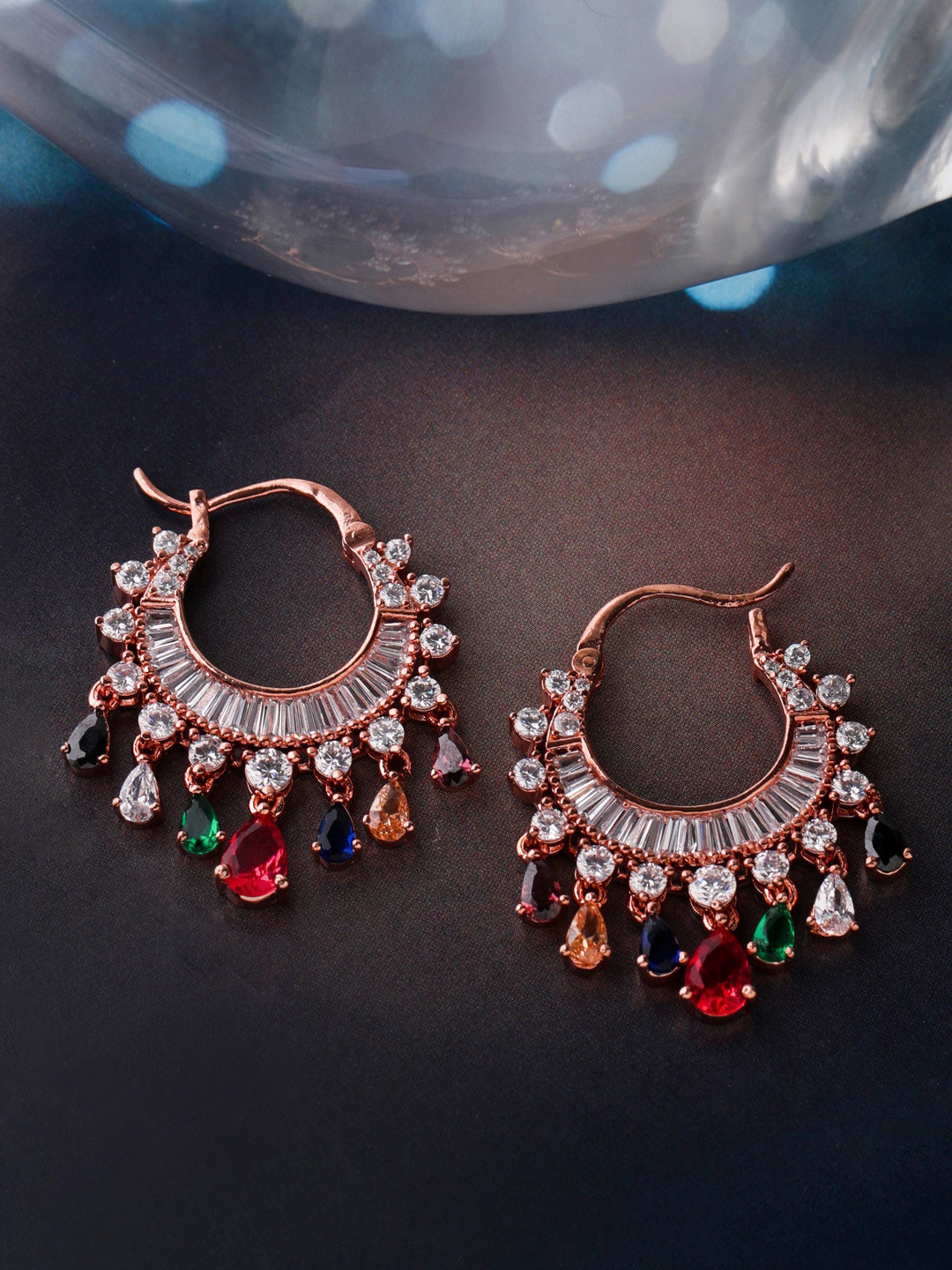 THE AAB STUDIO Rose Gold-Plated & White Circular Hoop Earrings