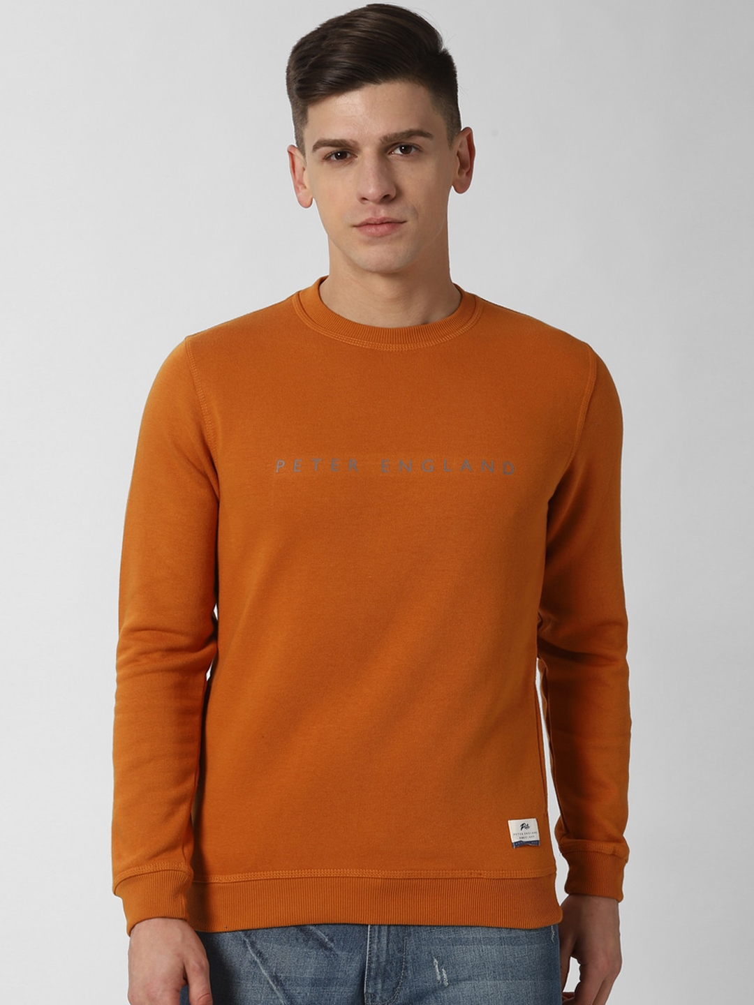 Peter England Casuals Men Orange Sweatshirt