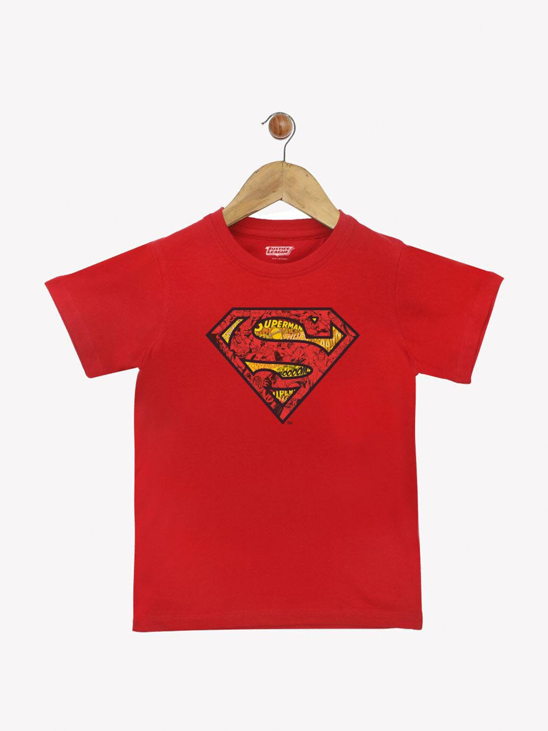 YK Justice League Boys Red Superman Printed T-shirt