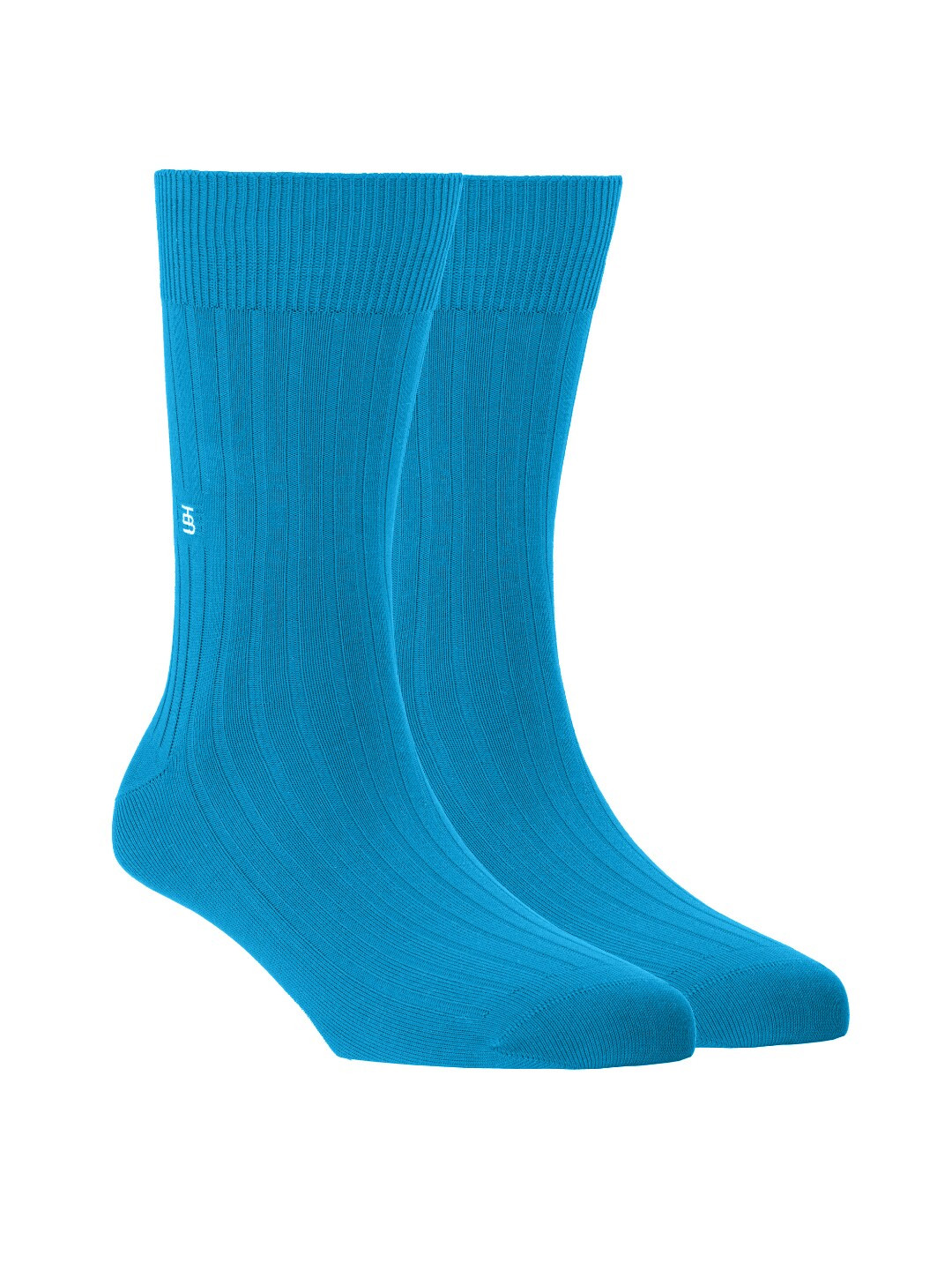 SockSoho Men Blue Solid Calf-Length Socks