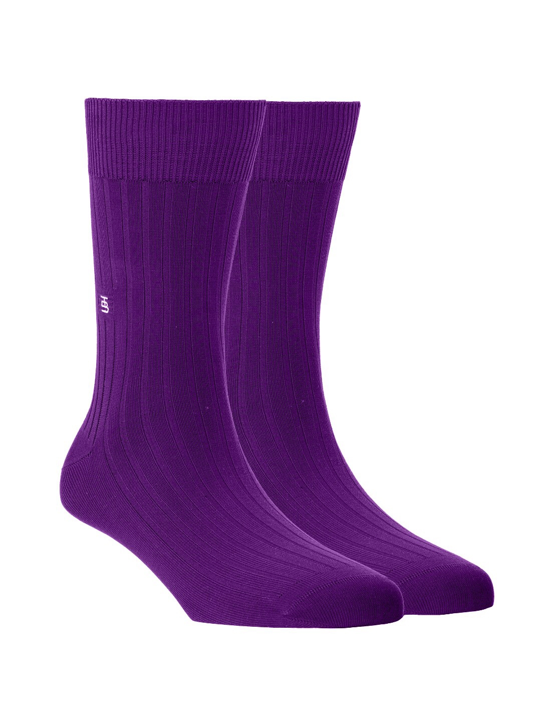 SockSoho Men Purple Solid Calf Length Socks
