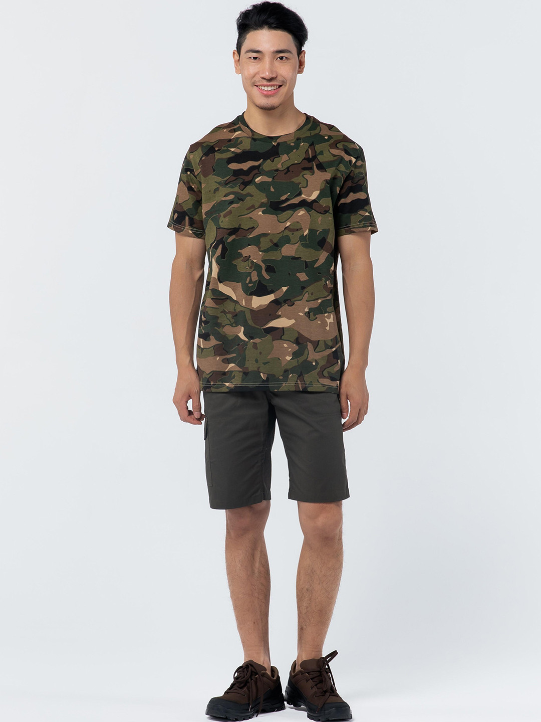 Decathlon SOLOGNAC - Men Green Camouflage Oversized Hiking Tshirts