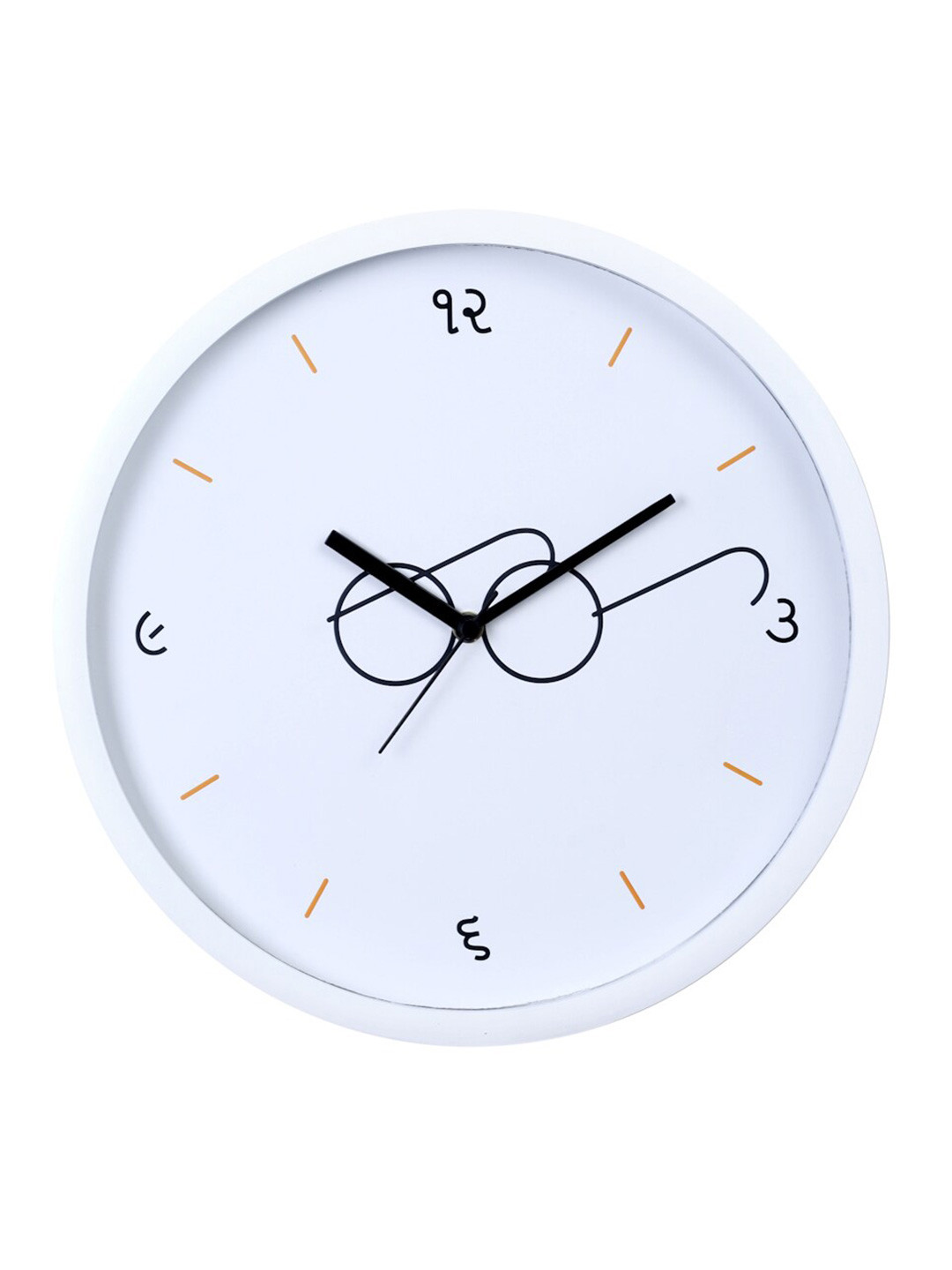 Bodh Design White & Black Printed Contemporary 28 Cm Analogue Wall Clock