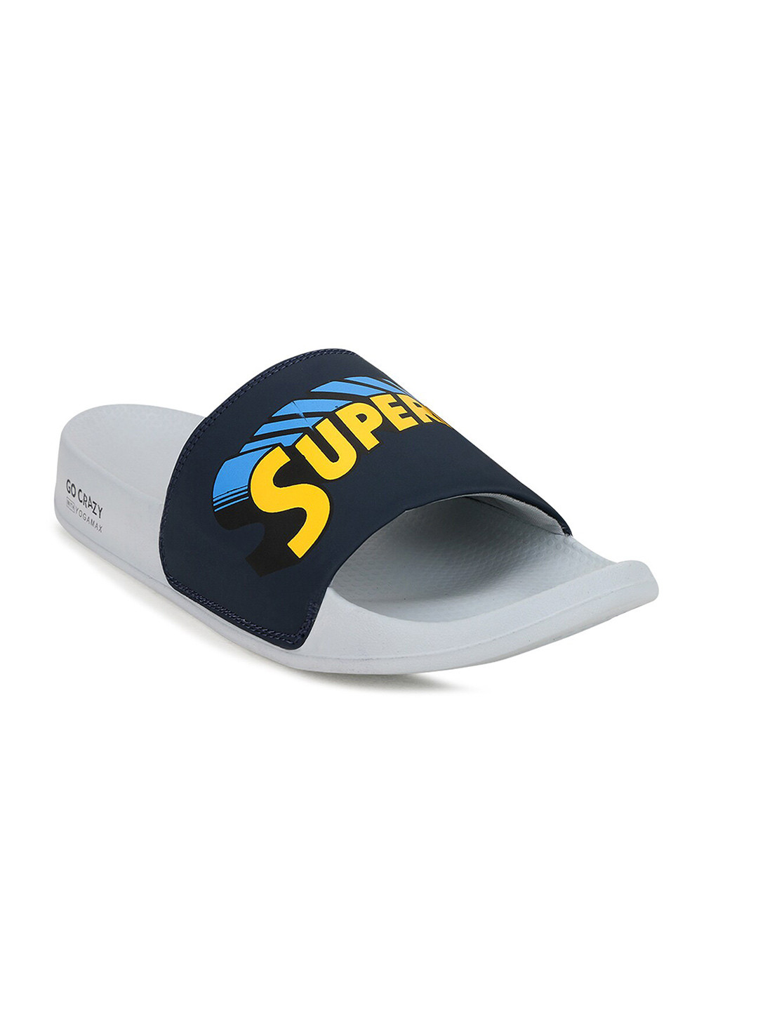 Campus Men JL-004 Navy Blue & Yellow Printed Sliders