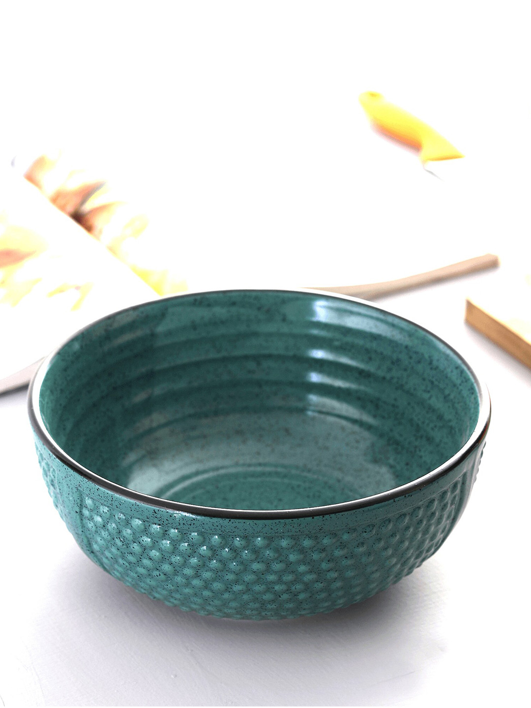 MIAH Decor Green Ceramic Glossy Serving Bowl